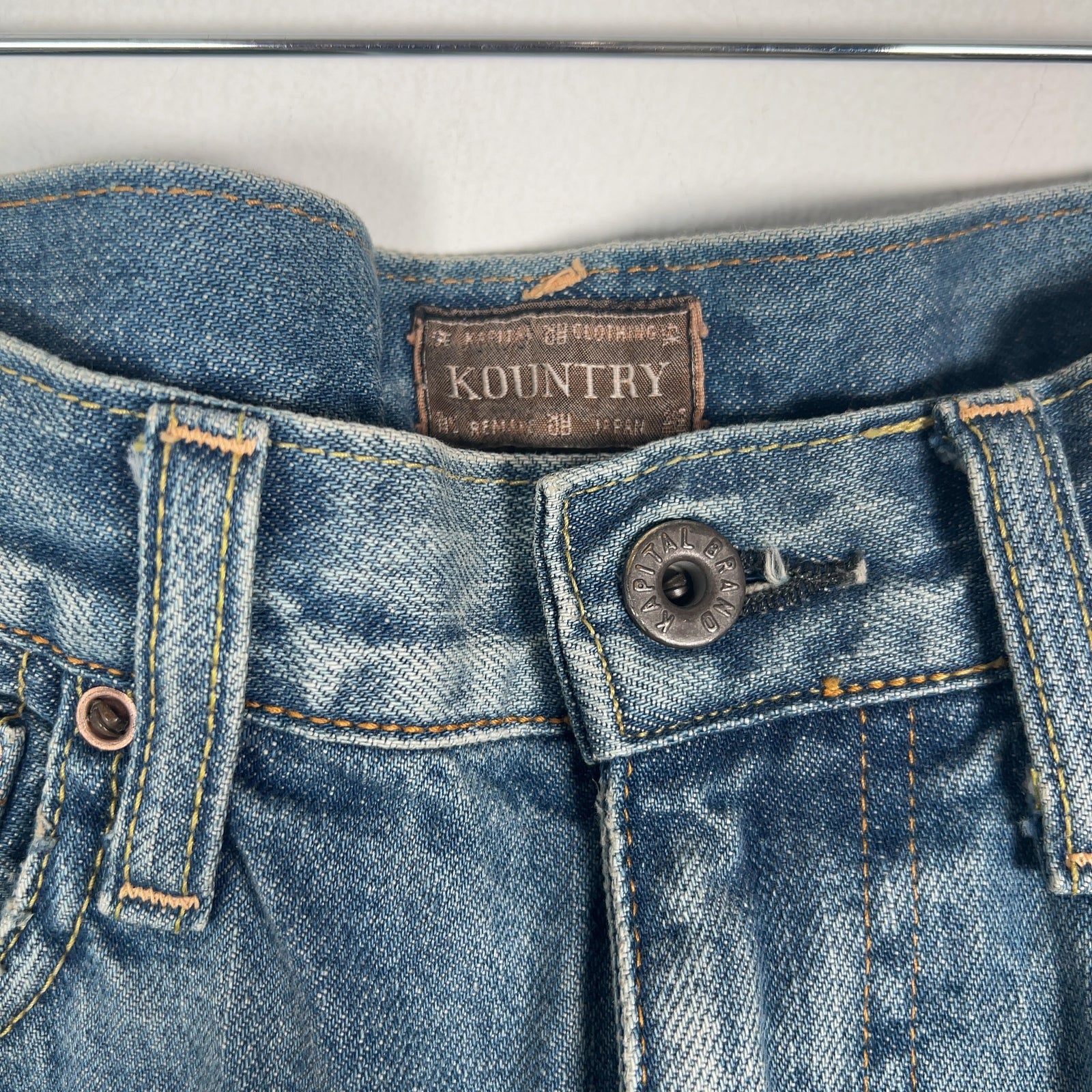 Kapital Lightwash Bone Denim Shorts Size 34