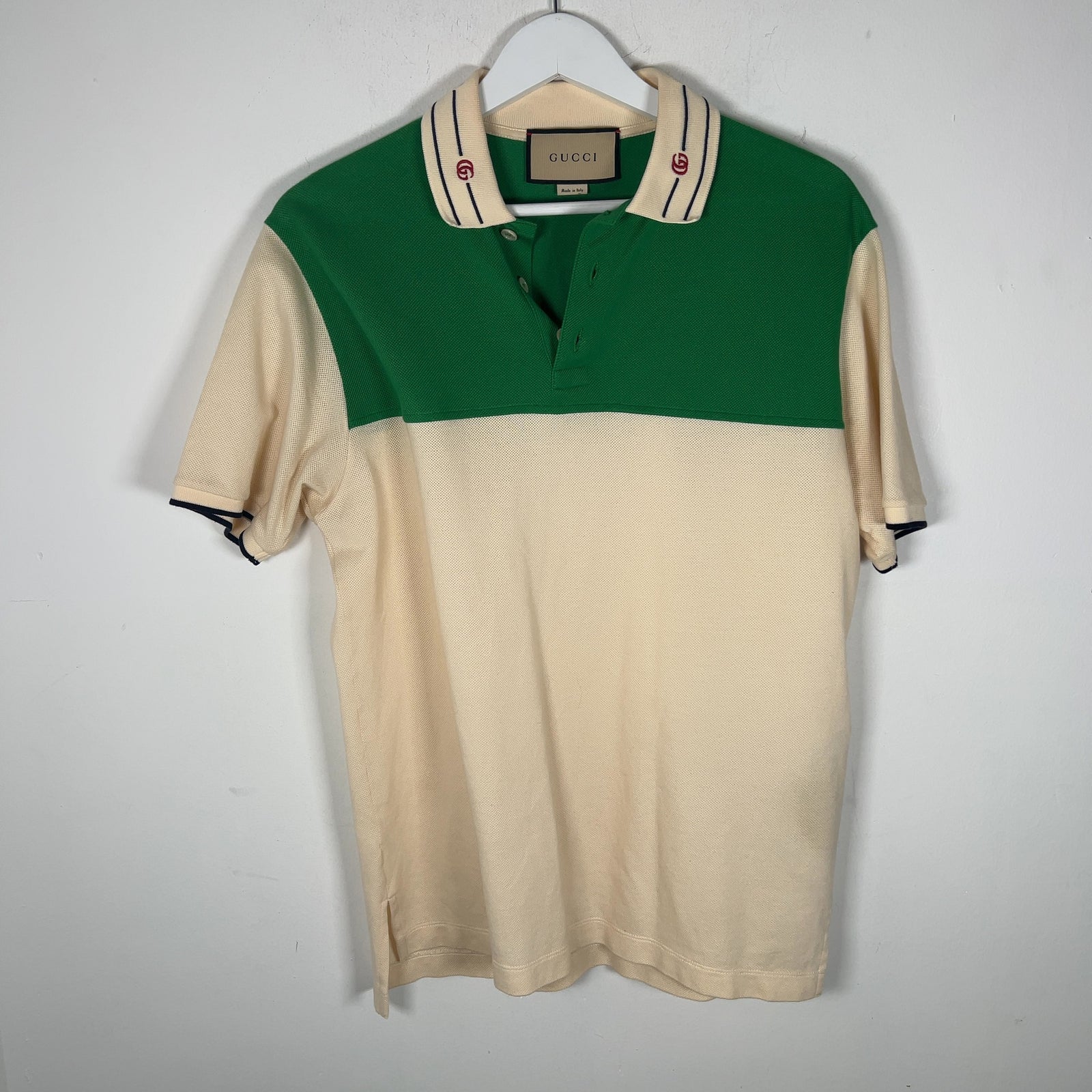 Gucci GG Striped Collar Polo Shirt