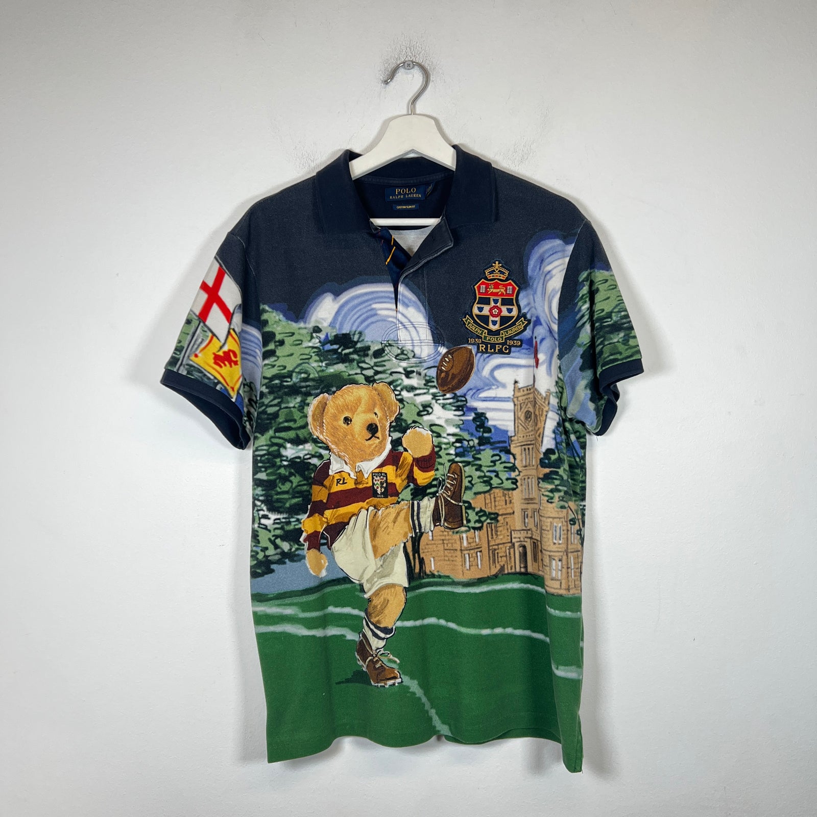Polo Ralph Lauren Bear Rugby AOP Polo Shirt Size L