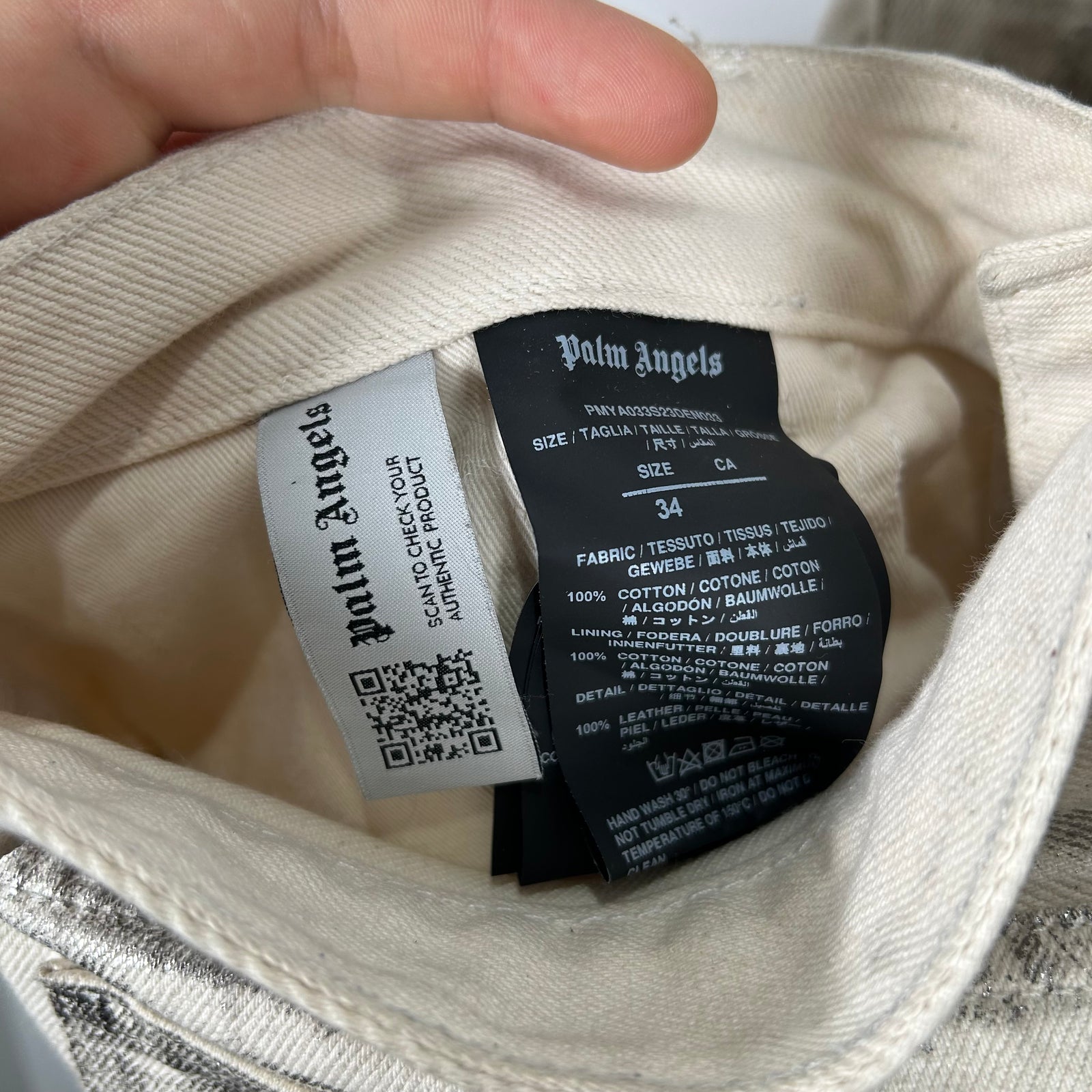 Palm Angels Waxed Metallic Jeans Size 32