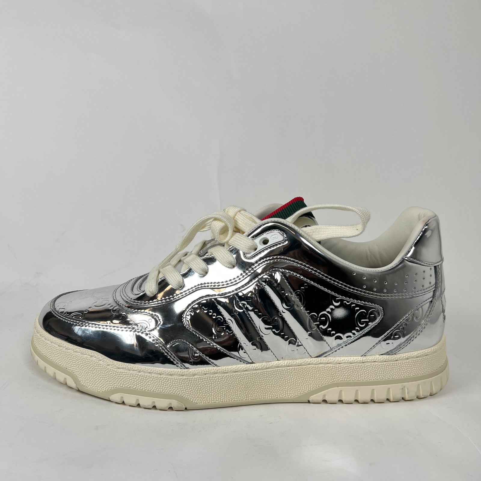 Gucci Metallic Silver GG Re-Web Sneaker Size GG 11