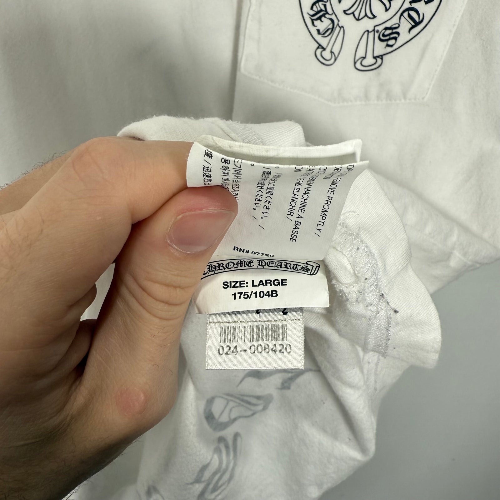 Chrome Hearts White LA Scroll T-Shirt Size M