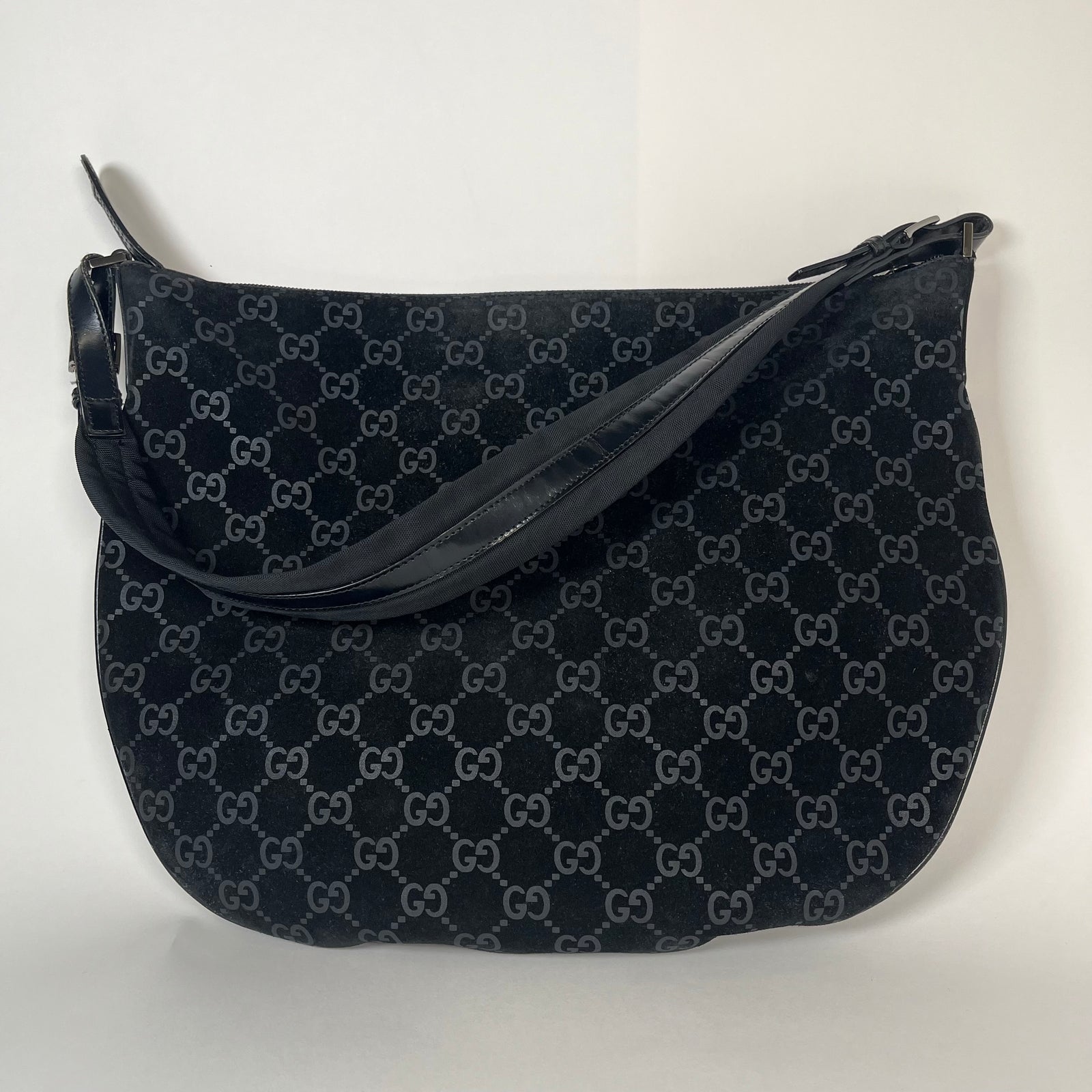 Gucci GG Monogram Suede Hobo Bag