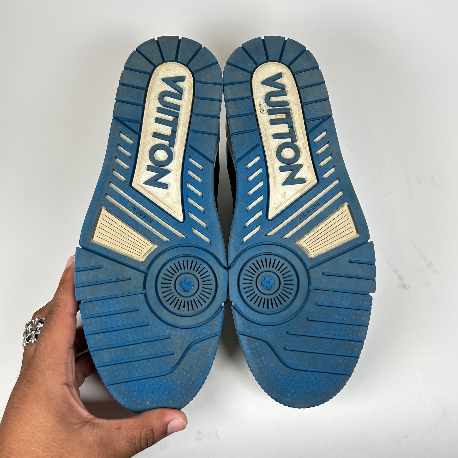 Louis Vuitton SS21 Blue/Black Virgil Upcycled LV Trainer Size LV 8