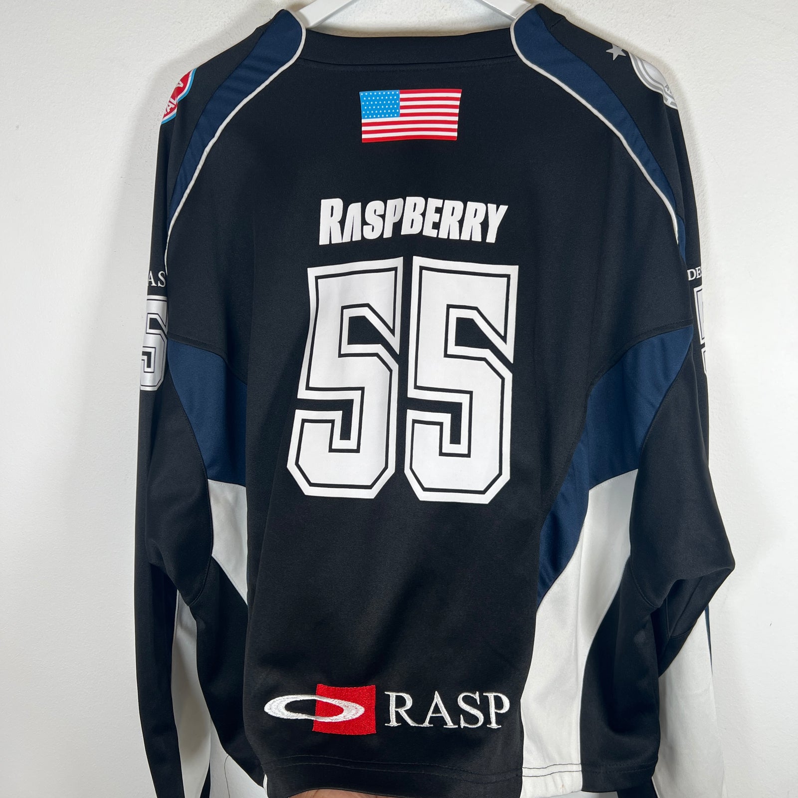 GV Gallery Black/Navy Raspberry Hills Hockey Jersey Size L
