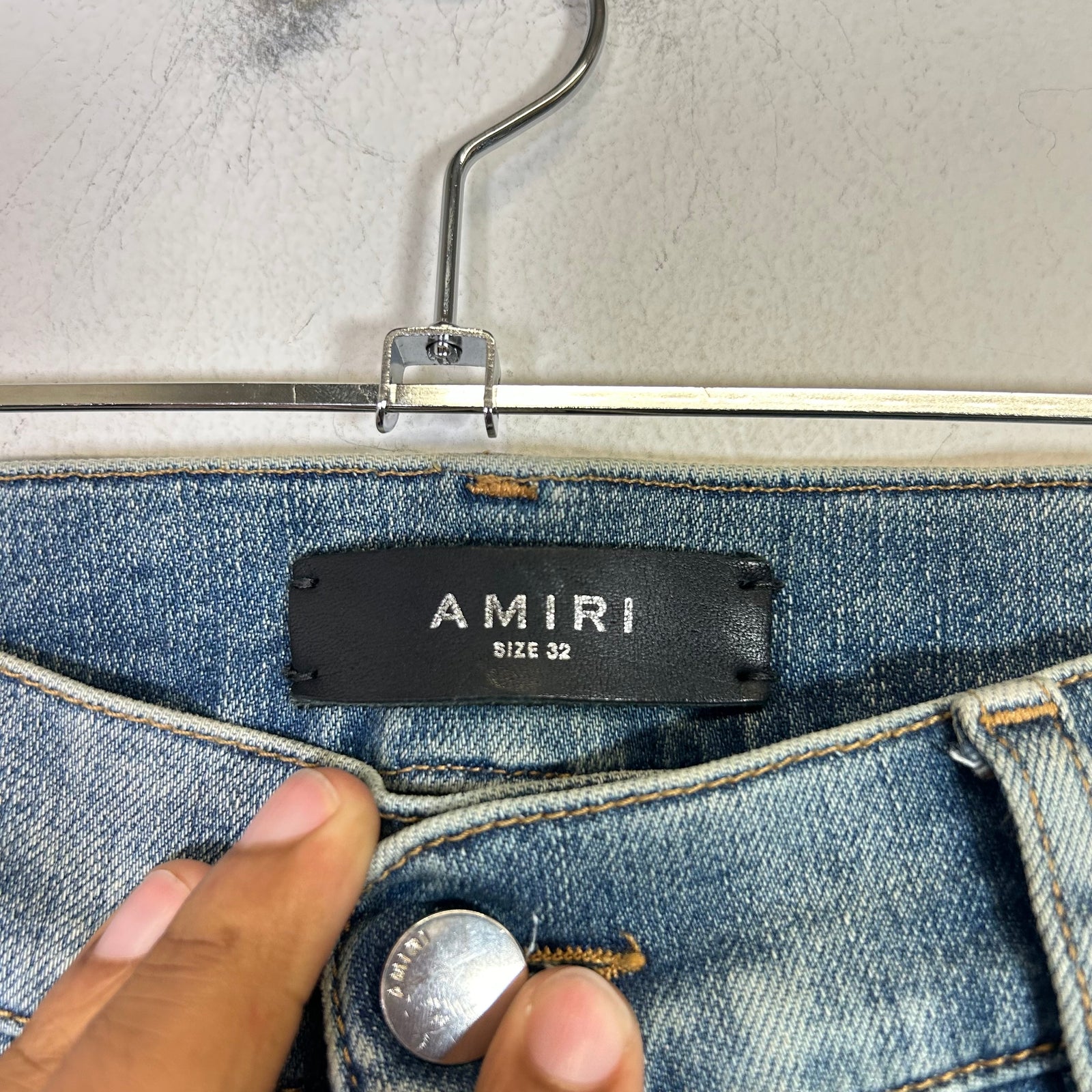 Amiri Antique Indigo MA Quad Applique Skinny Jeans