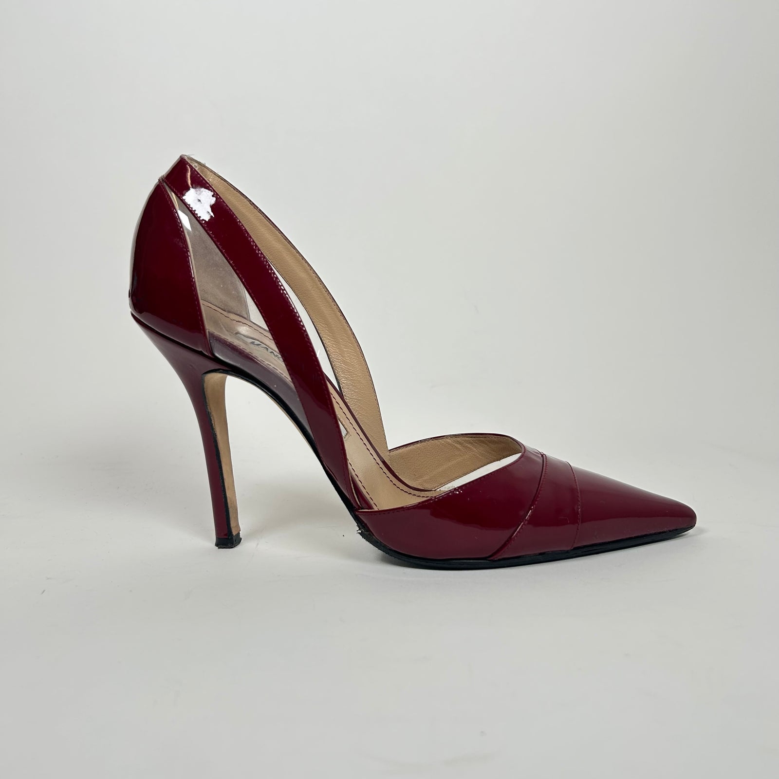 Manolo Blahnik Burgundy Patent Leather Heels Size 38