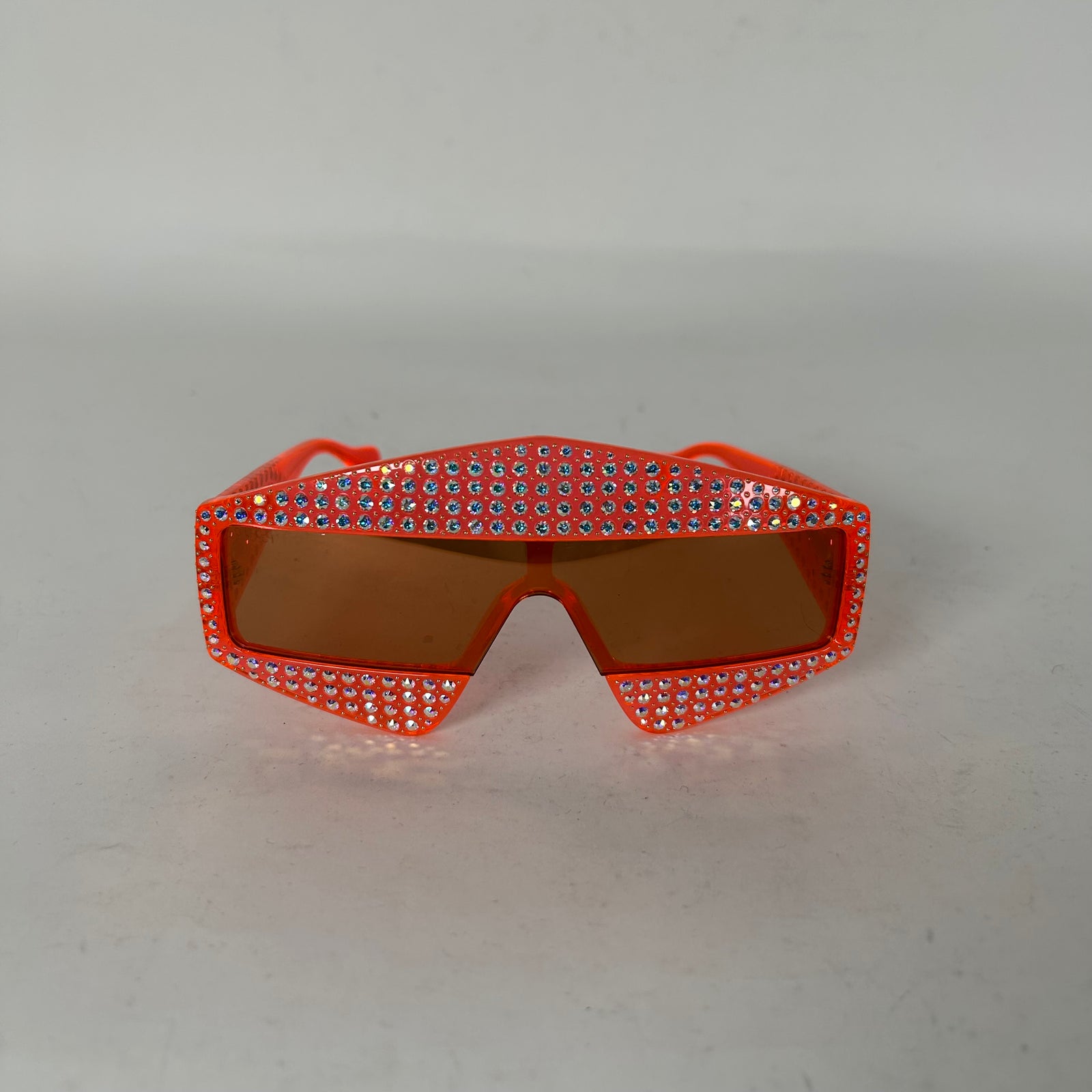 Gucci Shield Orange Crystal Hollywood Forever Sunglasses