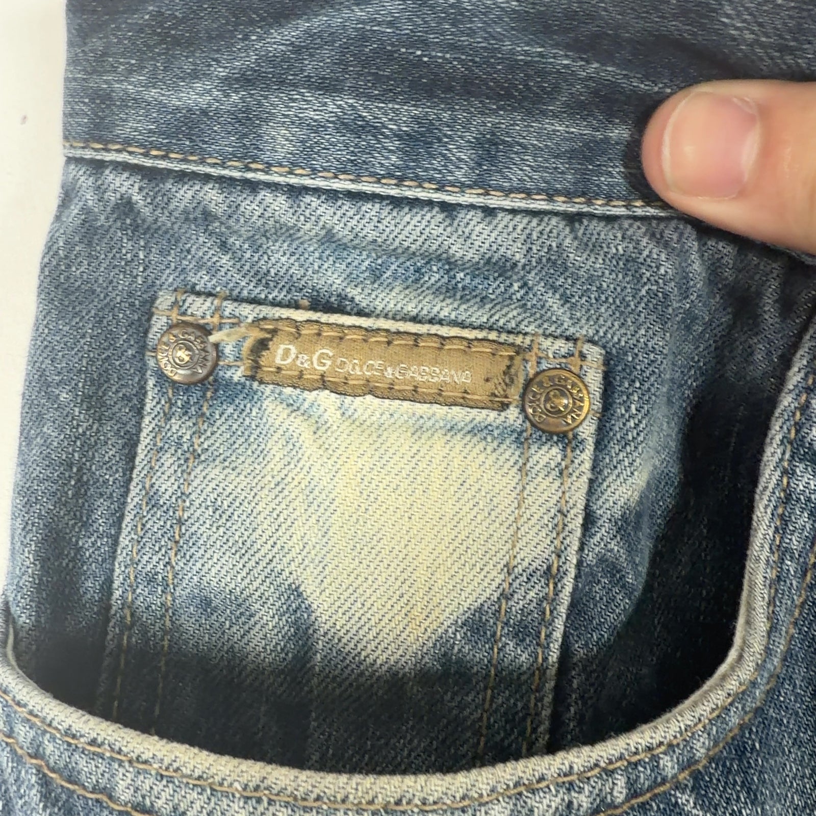 Dolce & Gabbana Faded Out Wash Patched Jeans