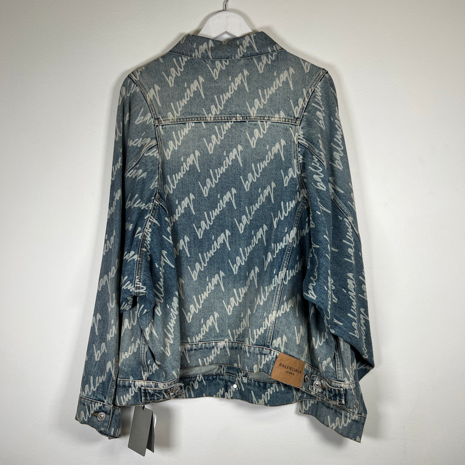 Balenciaga All Over Script Jean Jacket Size XL