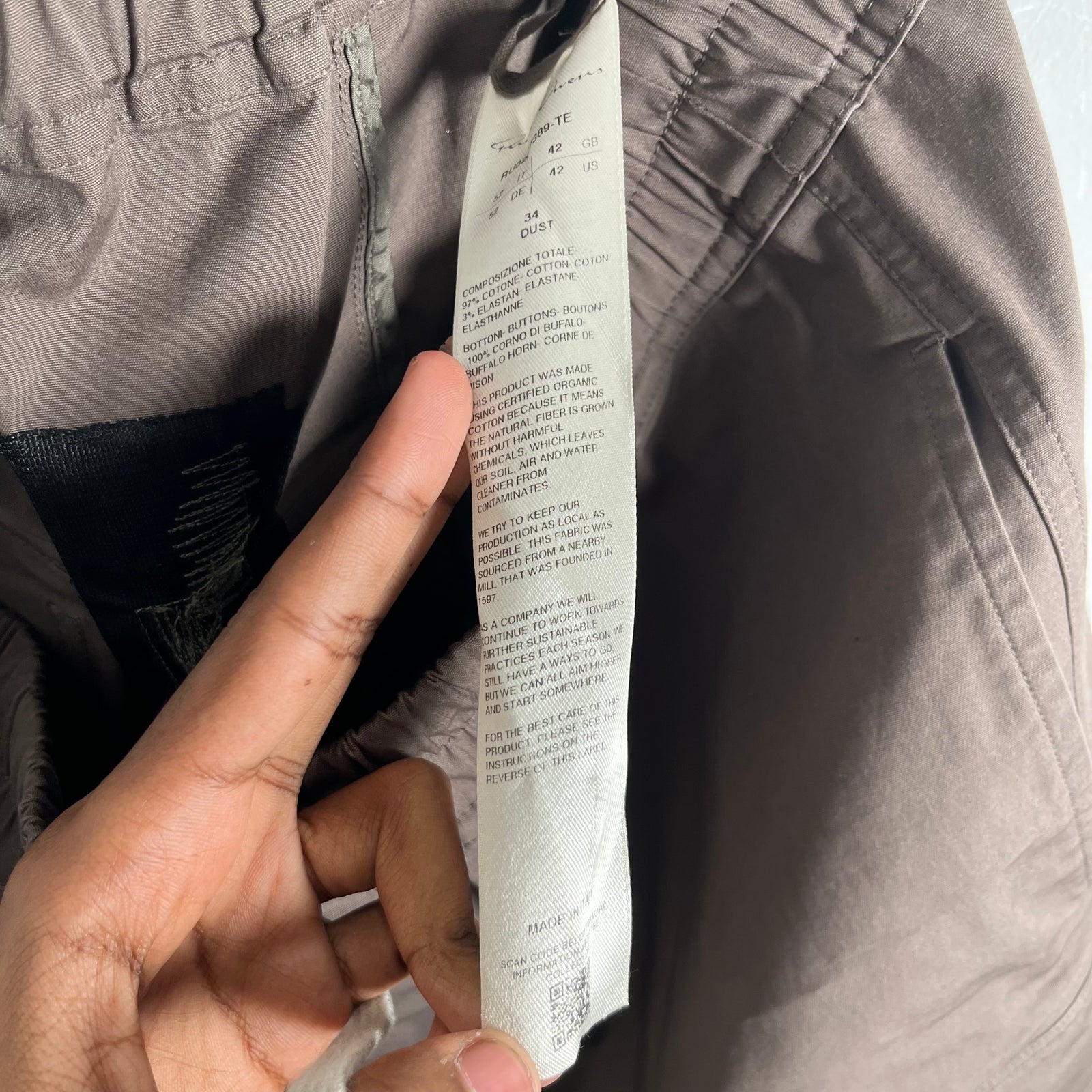 Rick Owens Dust Bela Cargo Pod Short Size Large