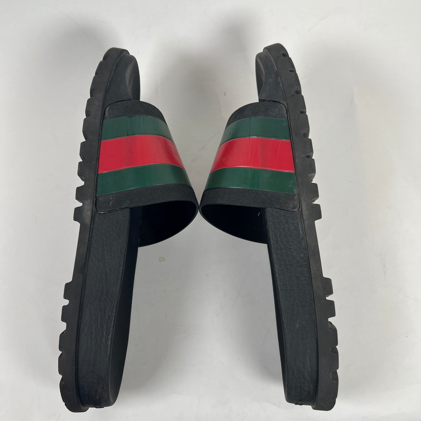 Gucci Black Classic Stripe Logo Slides Size GG 11