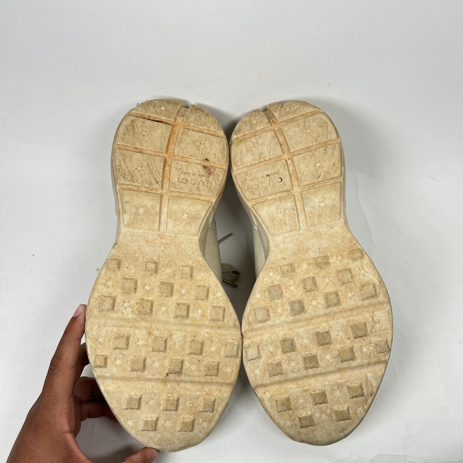 Gucci White "Think/Thank" Rython Sneakers Size 9