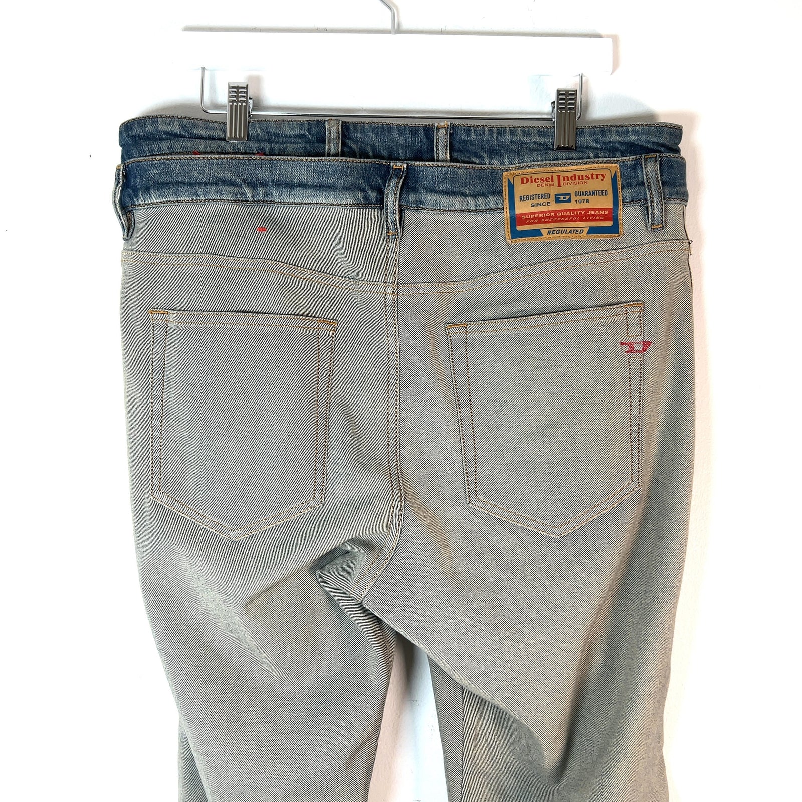 Diesel Inside-Out Double-Waisted Denim Jeans
