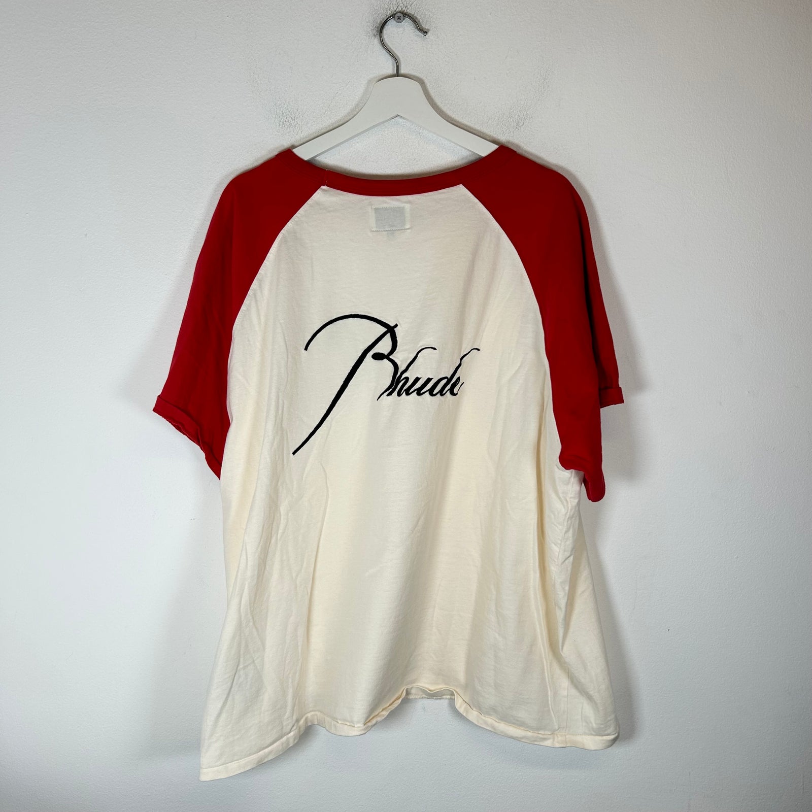 Rhude Red Script Logo Raglan T-Shirt Size XXL