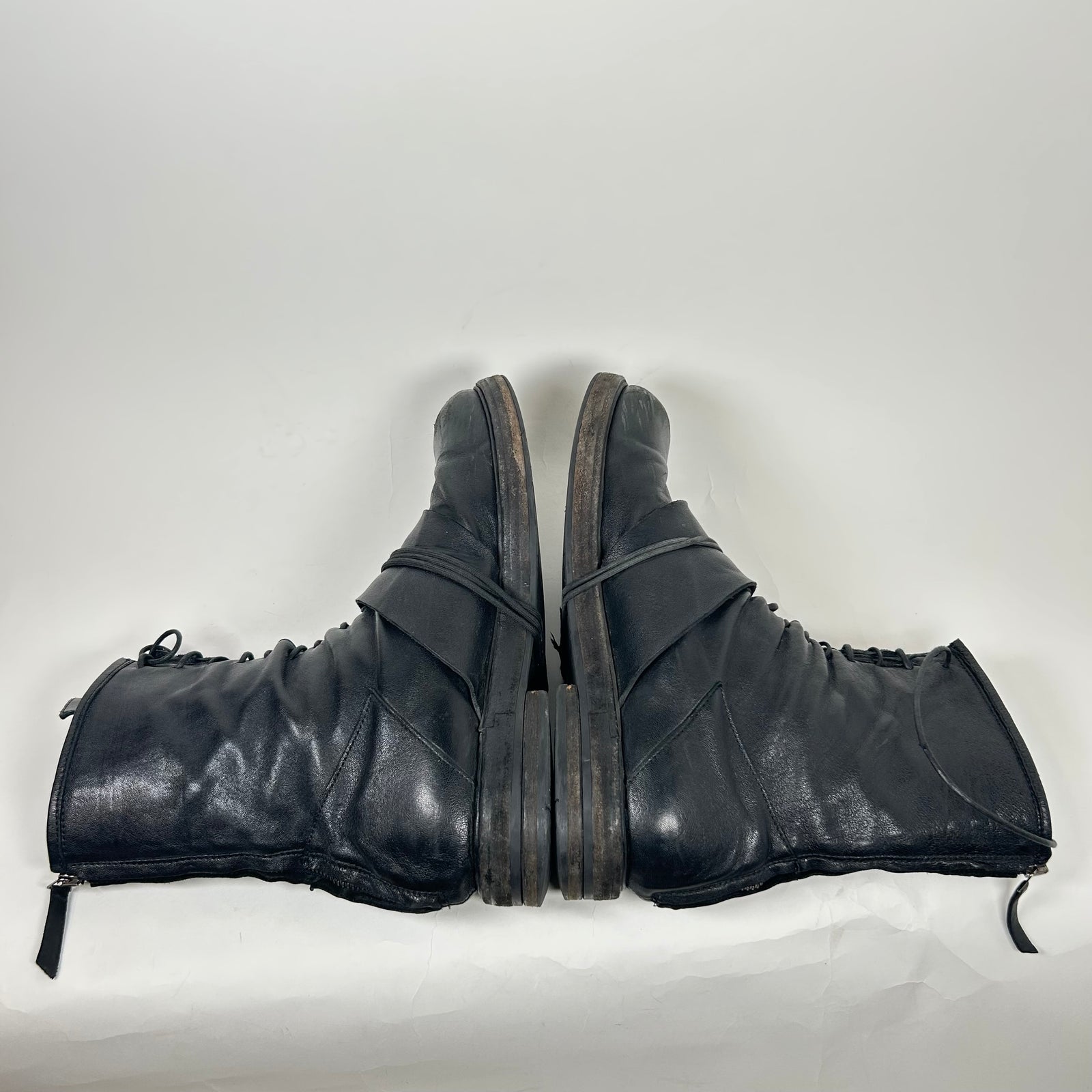 Ernesto Dolani Black Leather Lace Boots Size 10