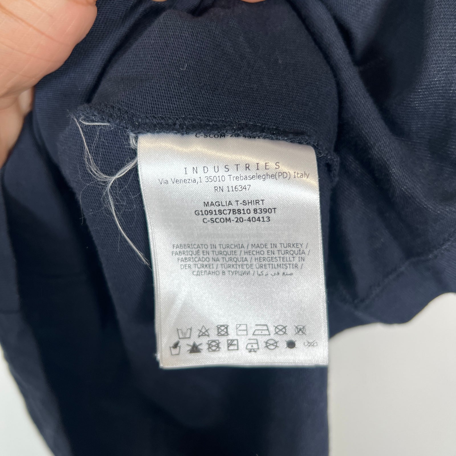 Moncler Navy Maglia Striped Logo T-Shirt Size M
