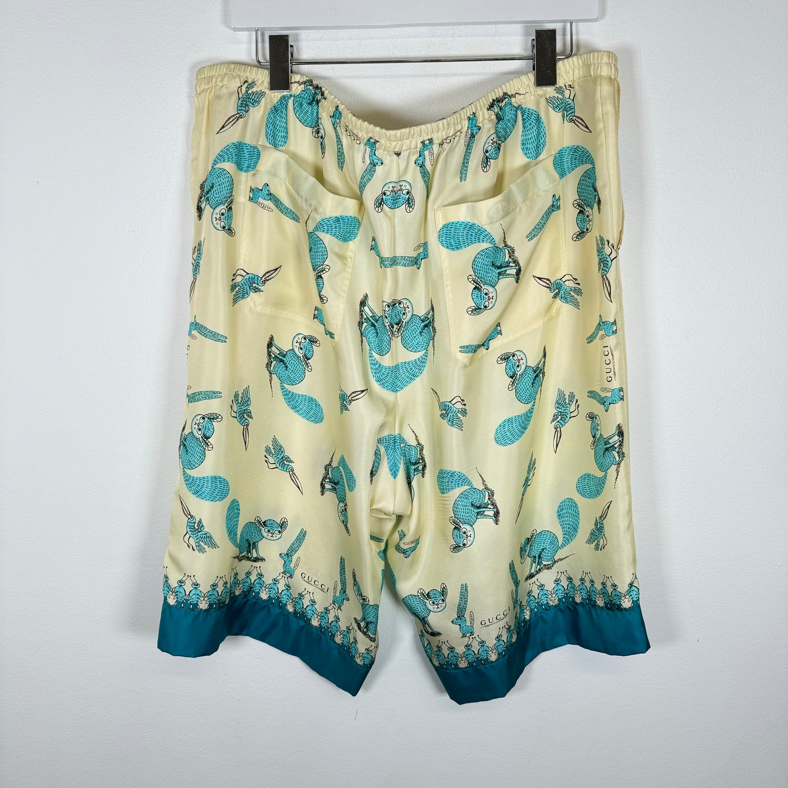 Gucci Teal Freya Hartas Silk Shorts Size XXL