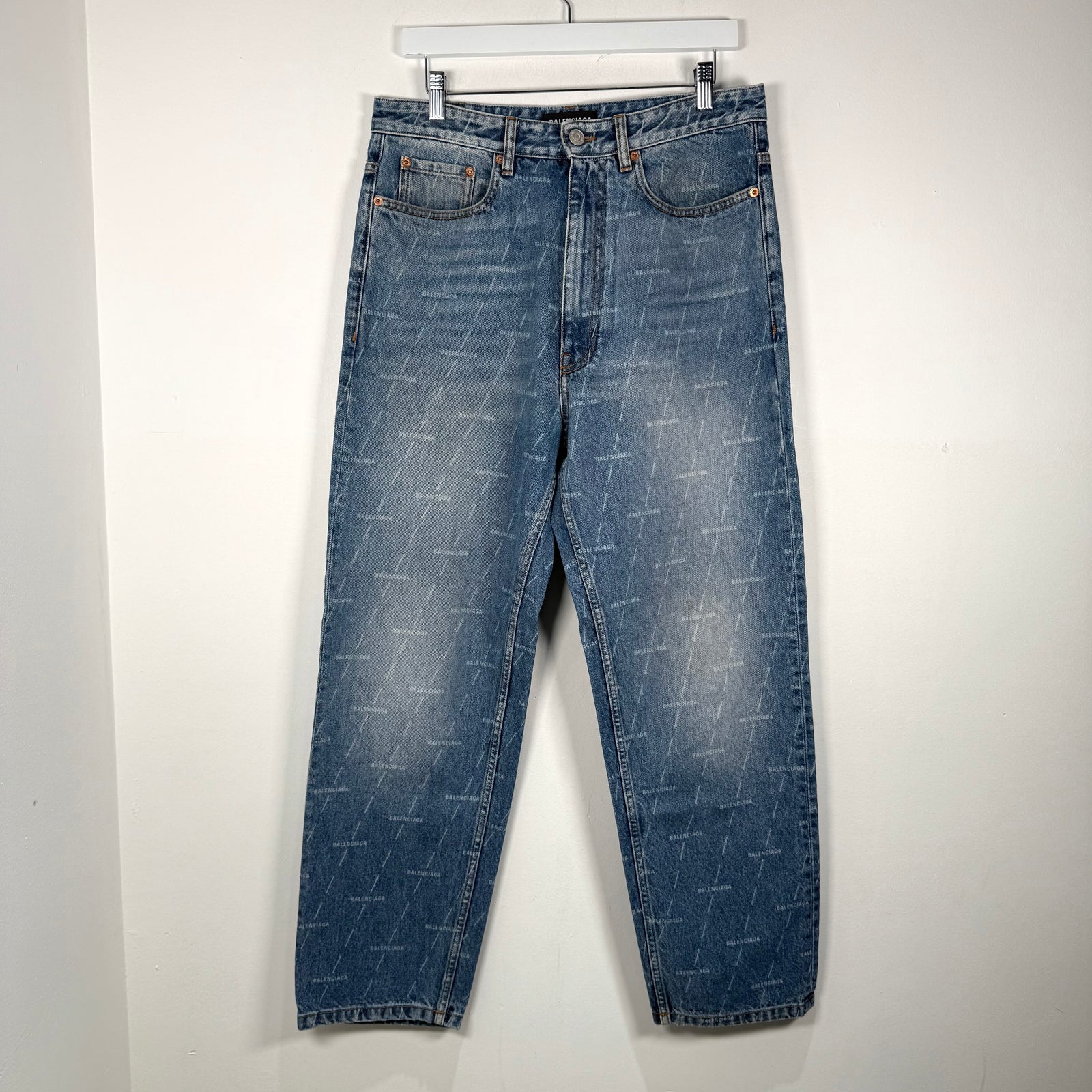 Balenciaga All Over Print Logo Jeans Size 32