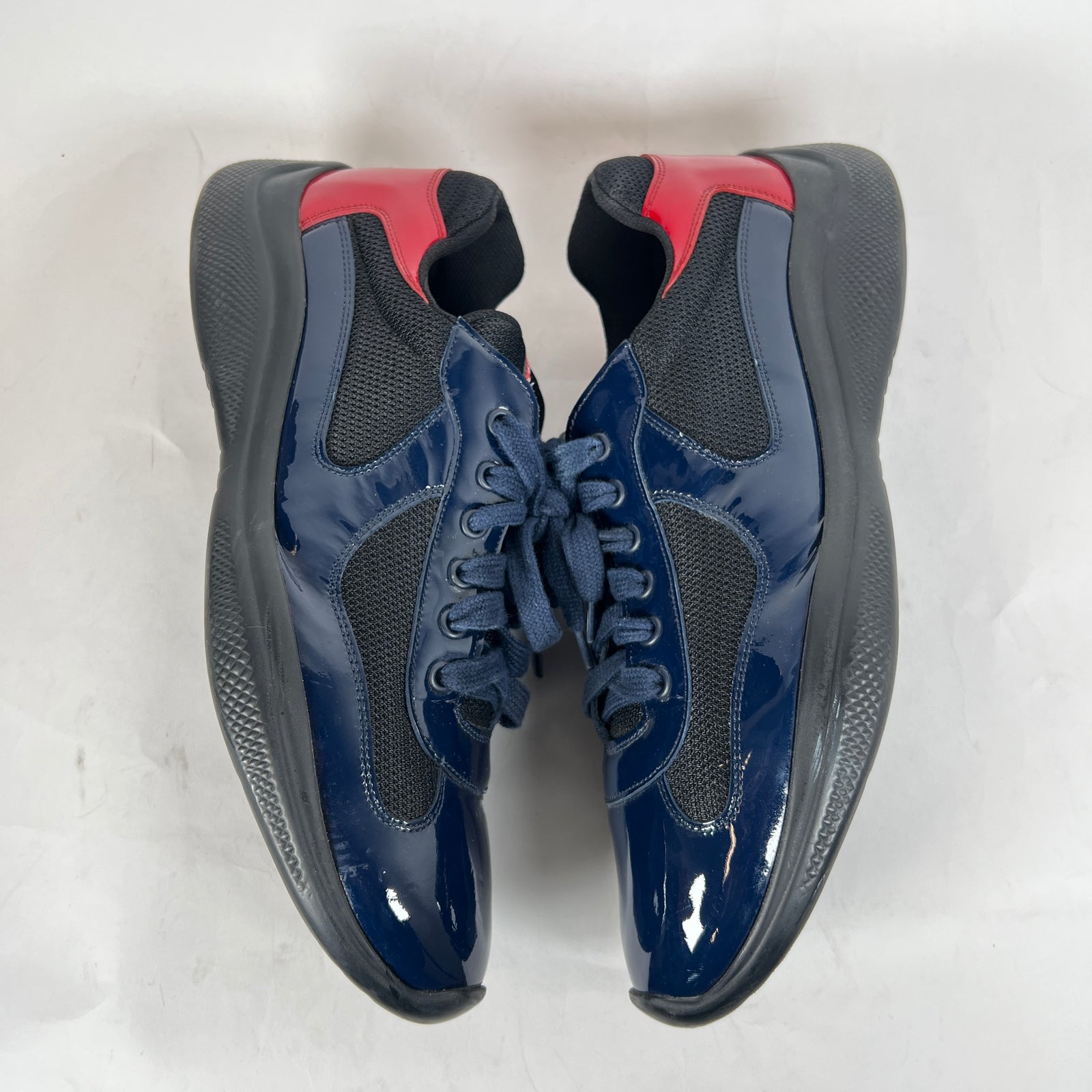 Prada Blue/Red Patent Leather America Cups Size 10