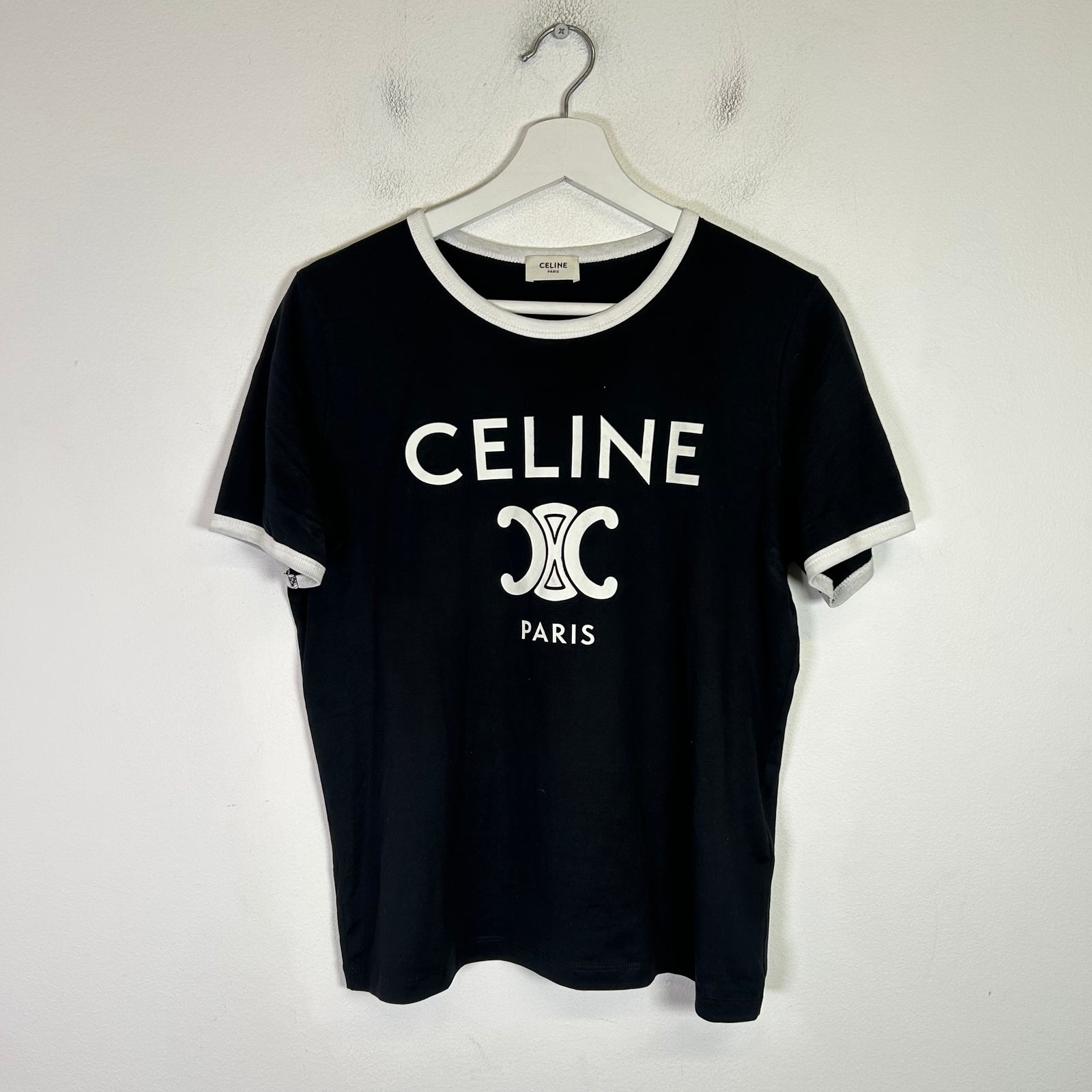 Celine Paris Triomphe Logo Ringer T-Shirt