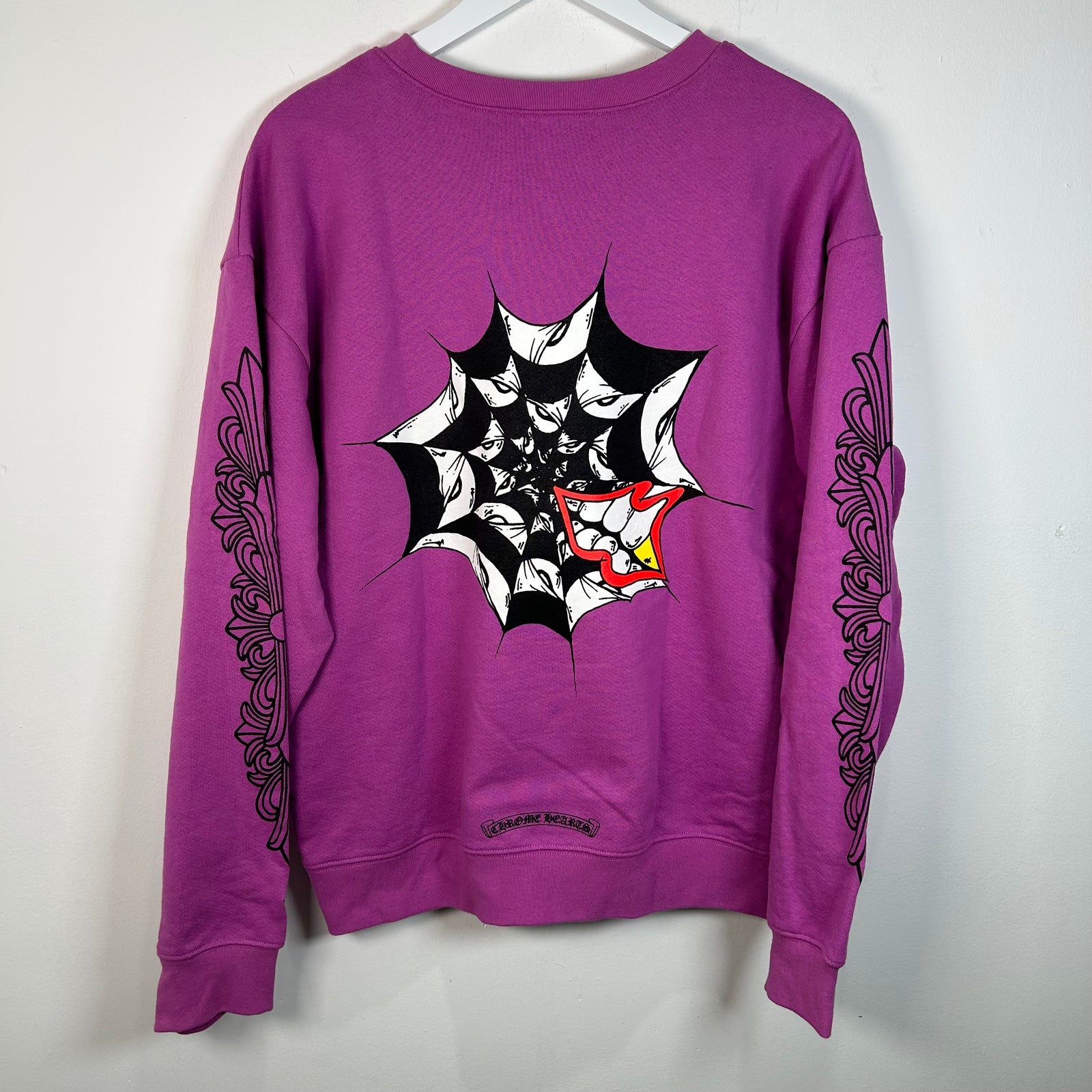 Chrome Hearts Matty Boys 99 Eyes Web Purple Crewneck Size XL
