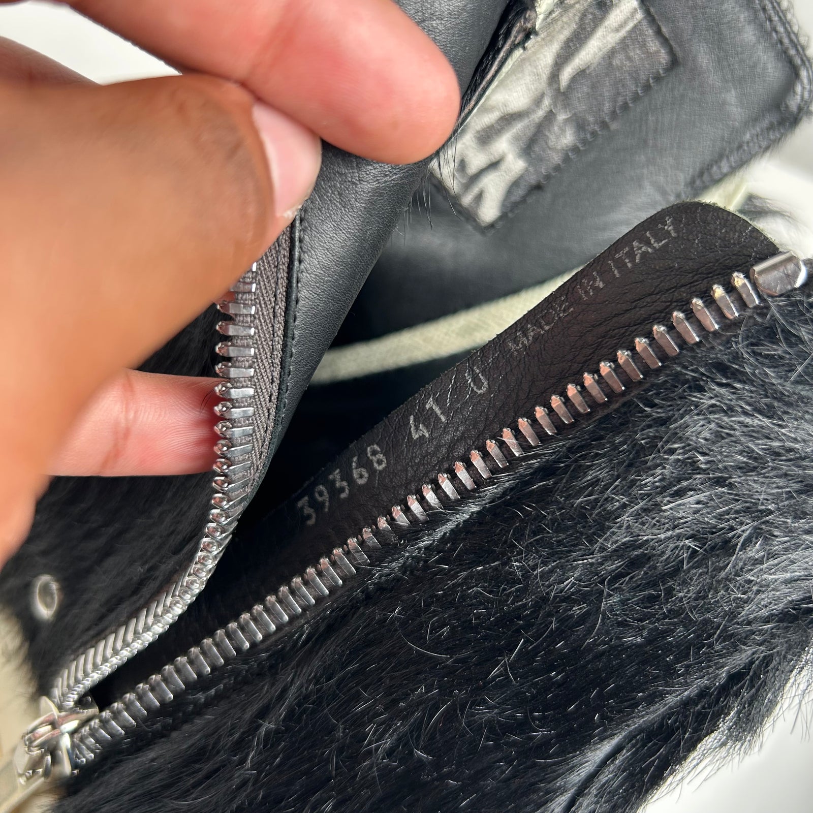 Rick Owens Black Pony Hair Ramones Size 41