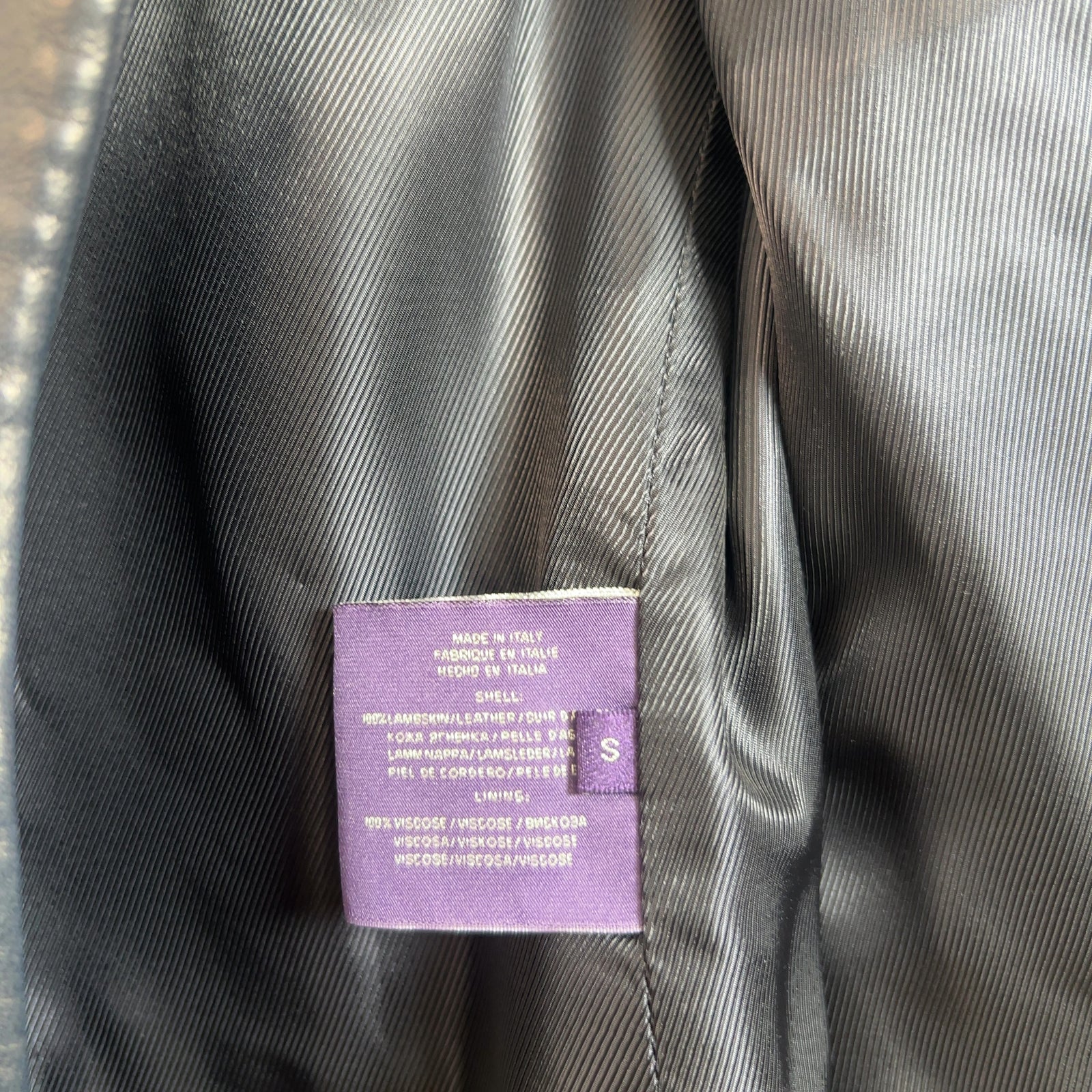 Ralph Lauren Purple Label Navy Leather Blazer Jacket Size S