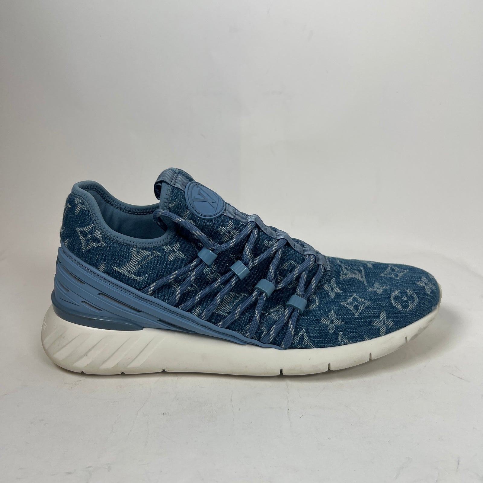 Louis Vuitton Fast Lane Line Monogram Denim Sneakers Size LV 6.5