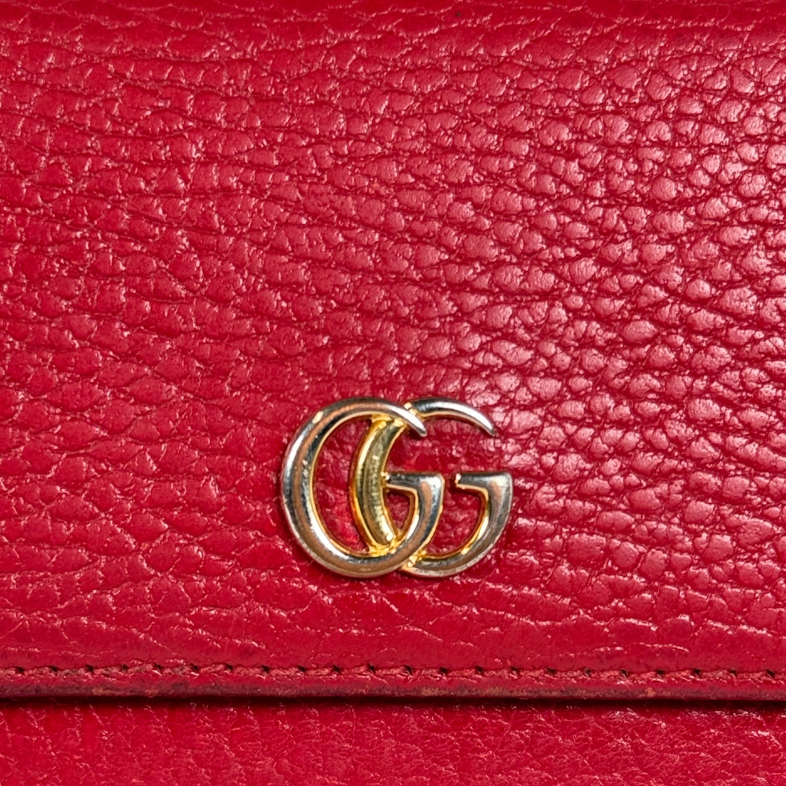 Gucci Red Double G Leather Compact Wallet