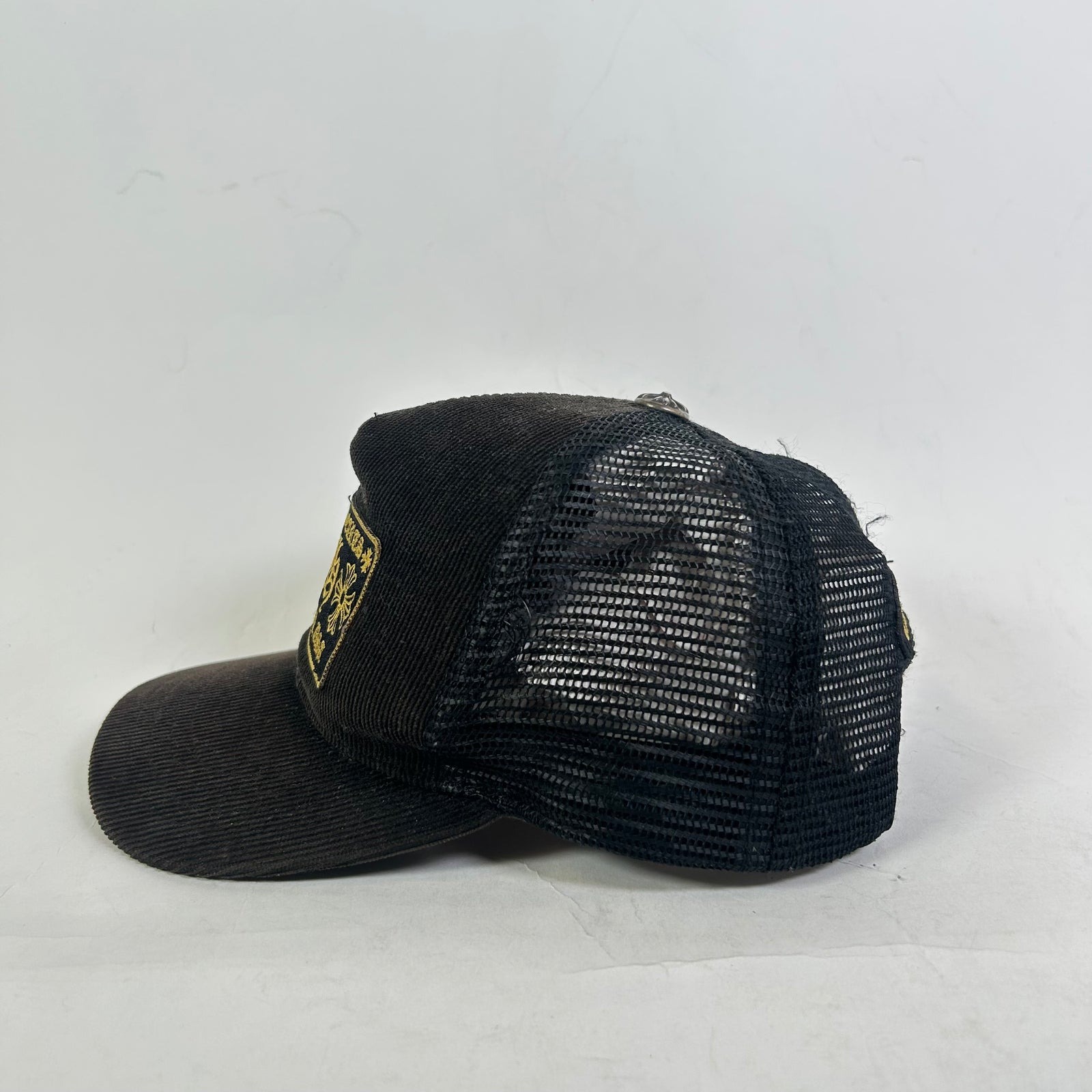 Chrome Hearts Black/Gold CH Hollywood Corduroy Trucker Hat