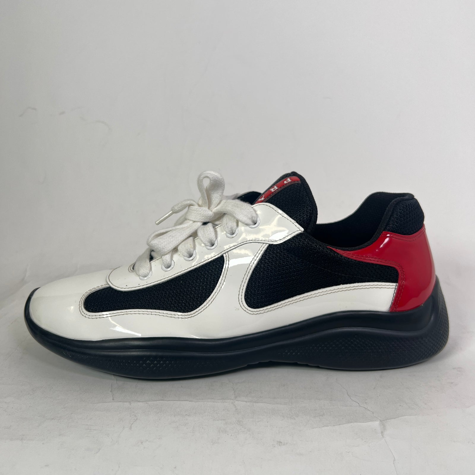Prada White/Red Patent Leather America Cups