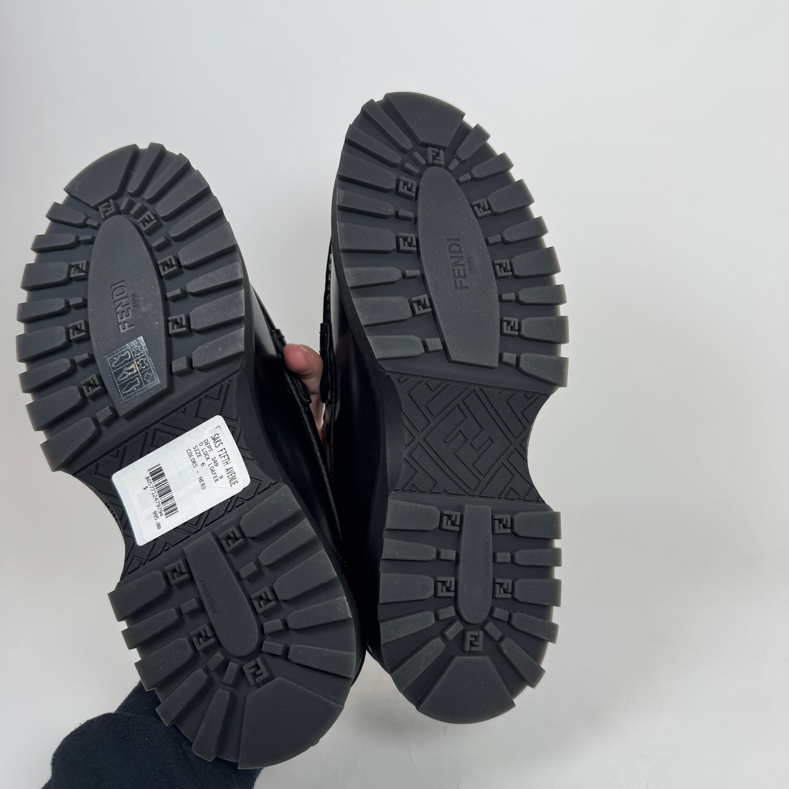 Fendi Black Leather O'Lock Loafers Size 6