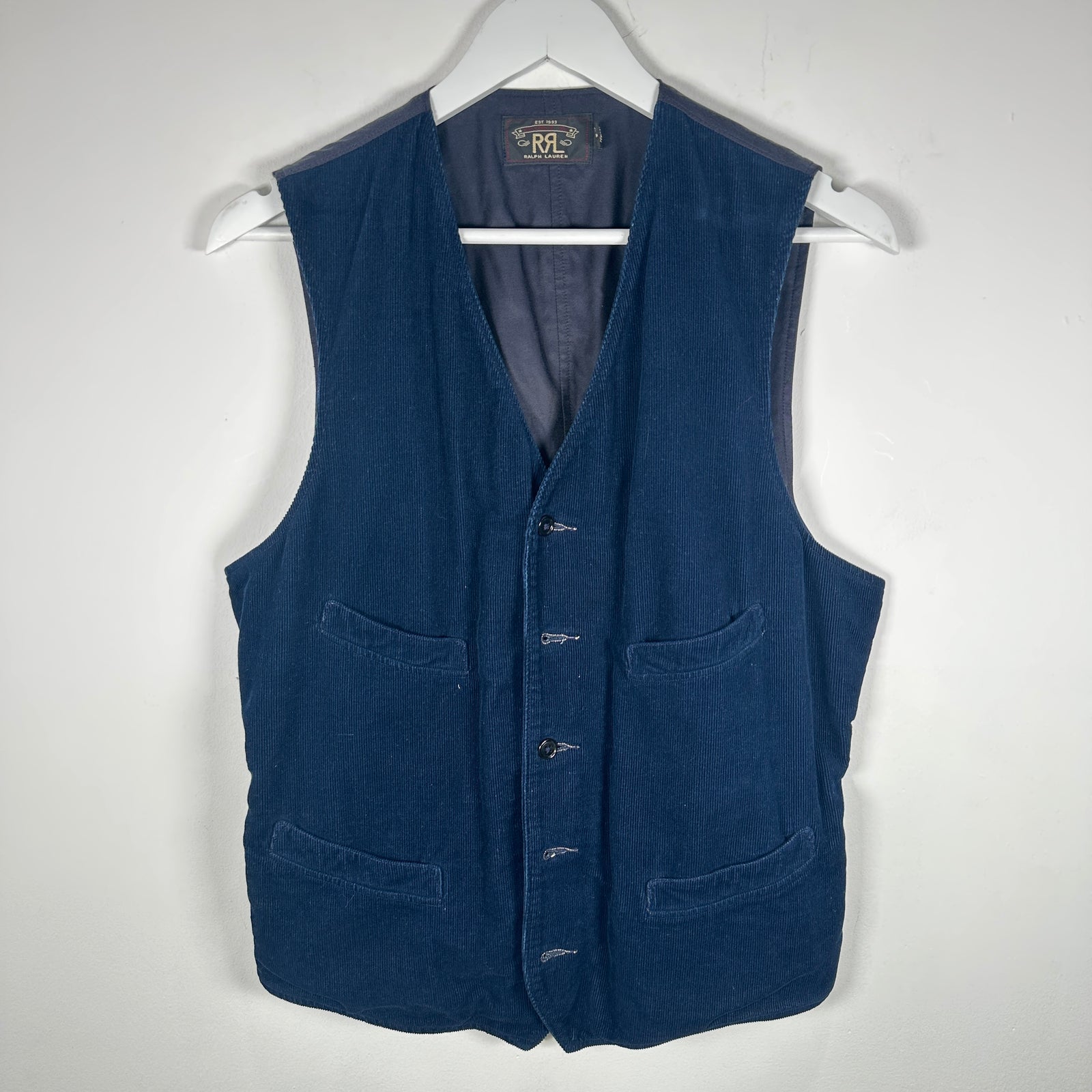 RRL Velvet Navy Vest Size M