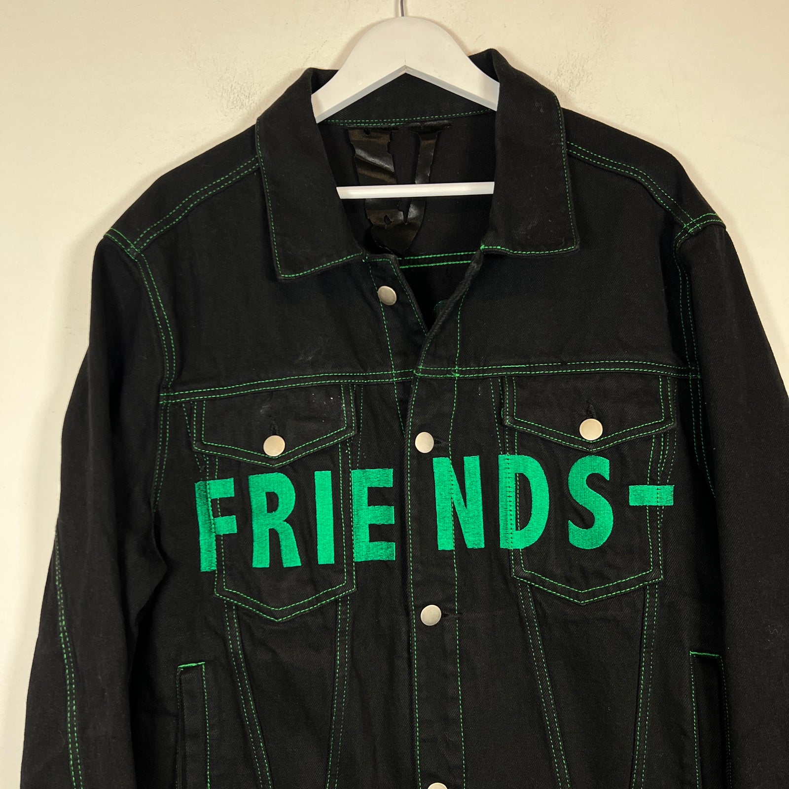 Vlone Black/Green Friends Denim Jacket Size XL