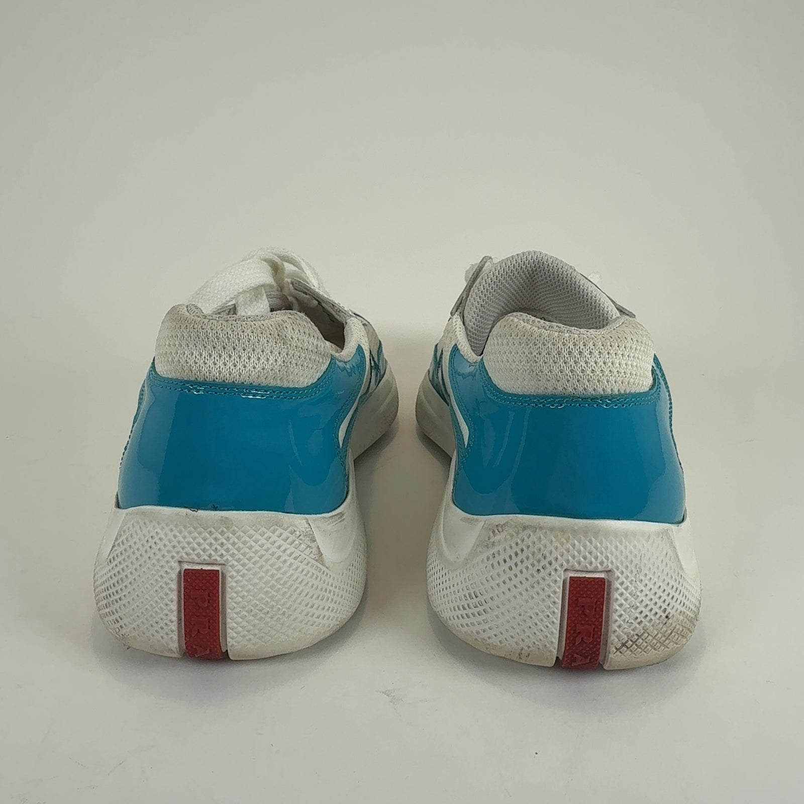 Prada Patent Blue Cups Lowtop Sneakers