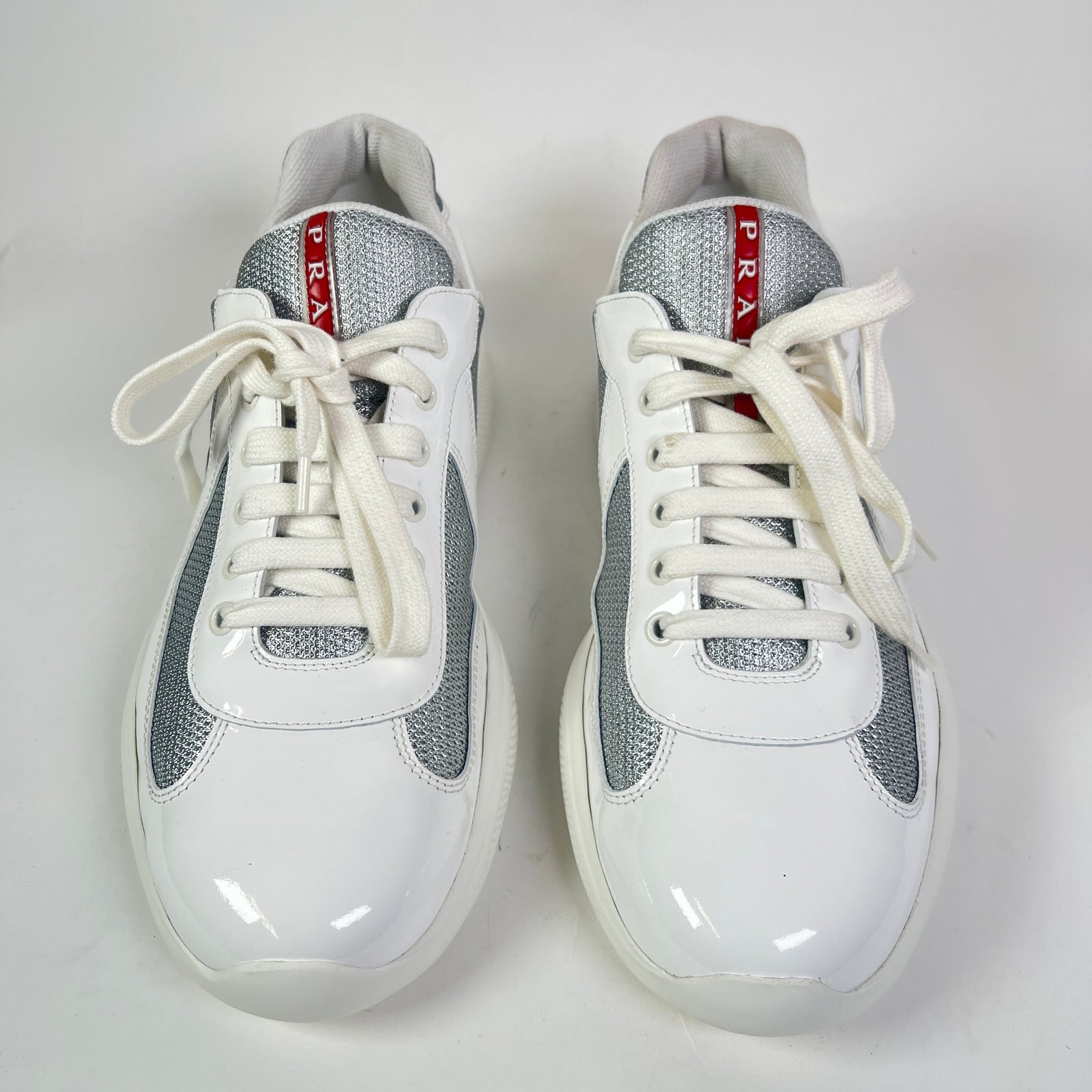 Prada White Patent Leather America Cups