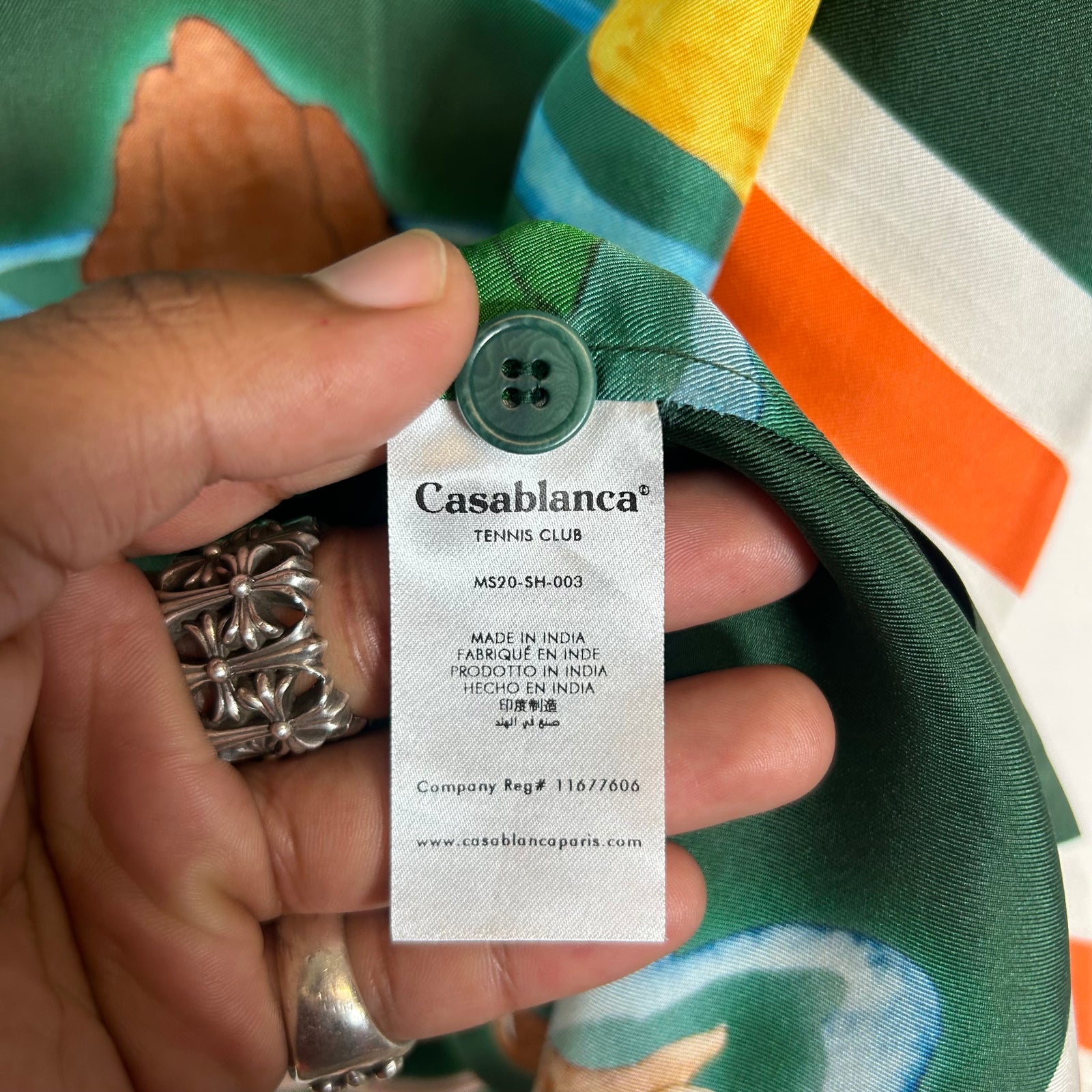 Casablanca Green Casa Airplane Silk Button-Up Shirt Size XXL