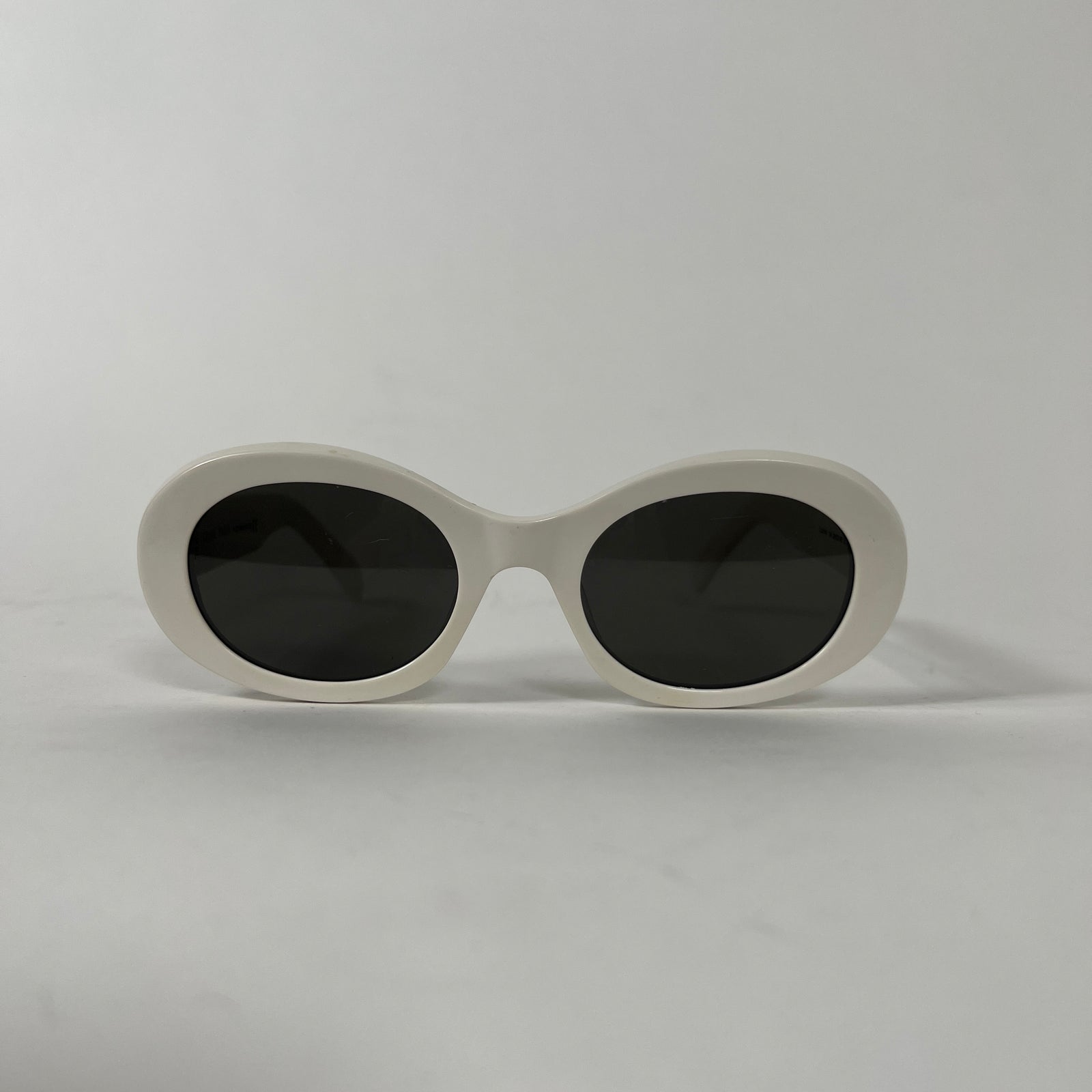 Celine White Triomphe Oval Sunglasses