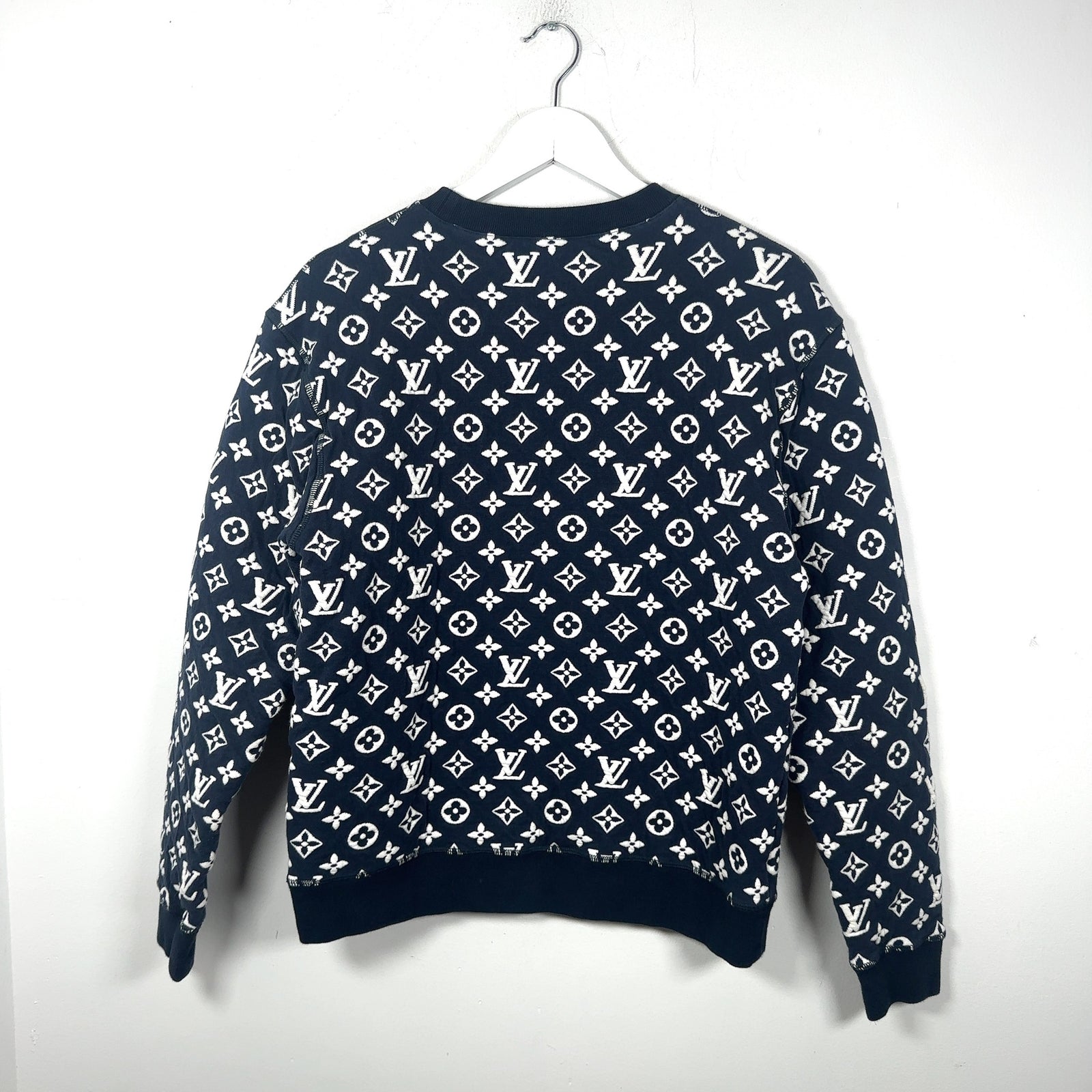 Louis Vuitton Blue Woven Monogram Crewneck