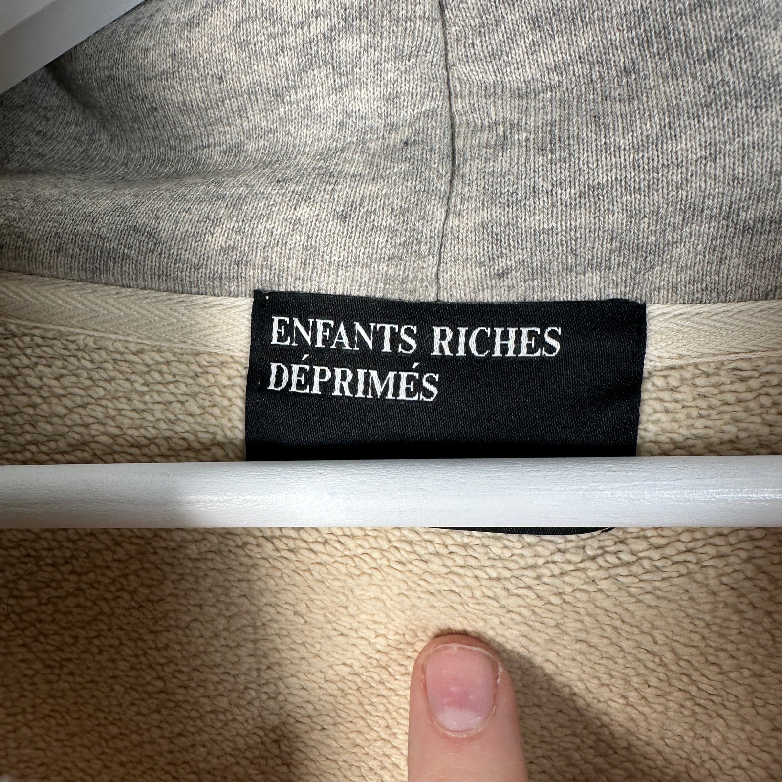 Enfant Riches Deprimes Grey Distressed Logo Hoodie Size XL
