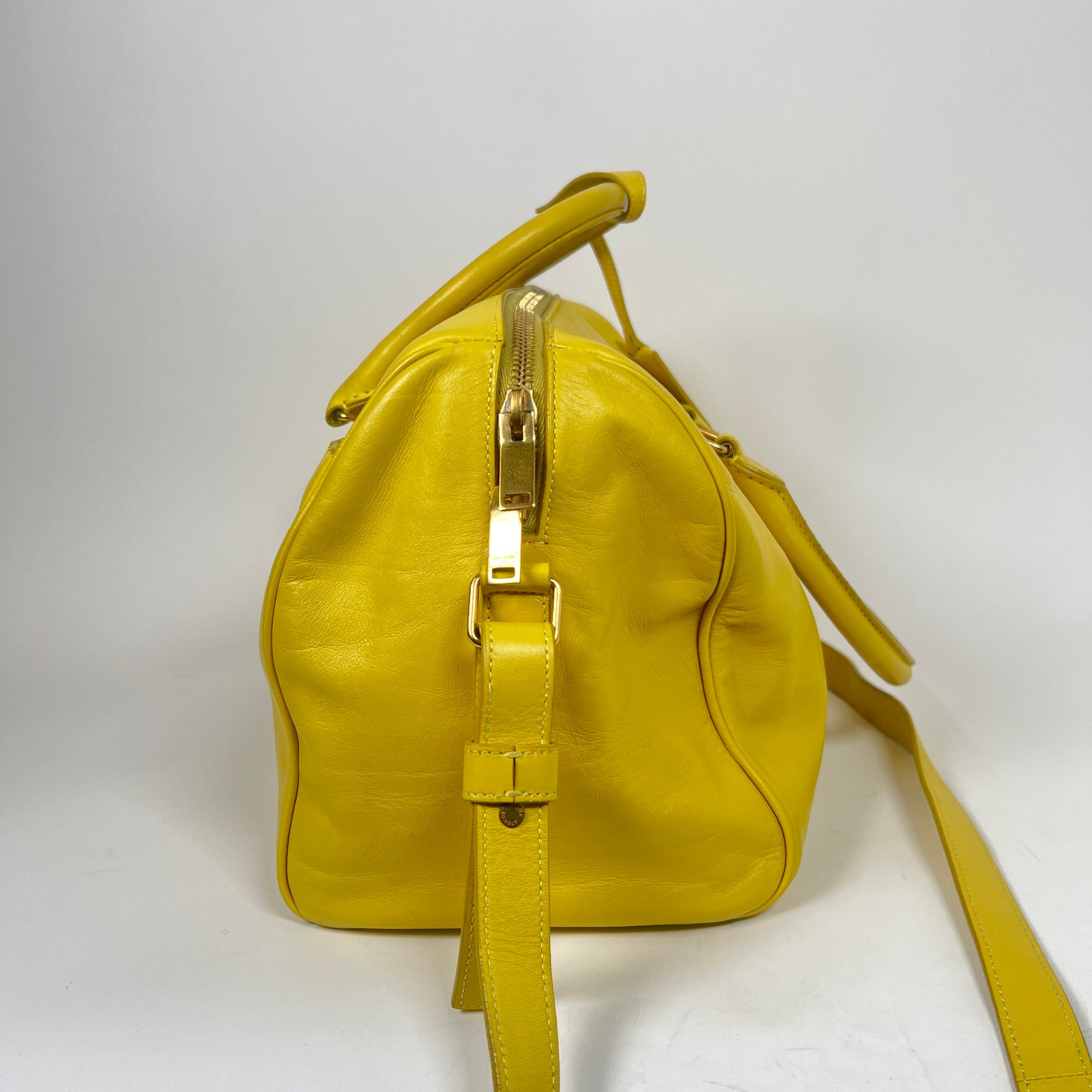 Saint Laurent Yellow Calfskin Leather Classic Baby Duffle Bag