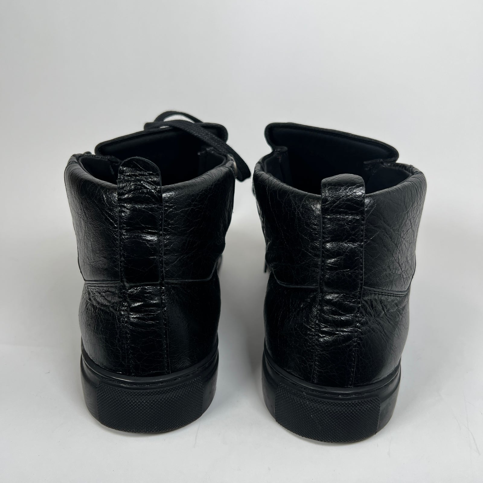 Balenciaga Black Leather Arena High Tops Size 43