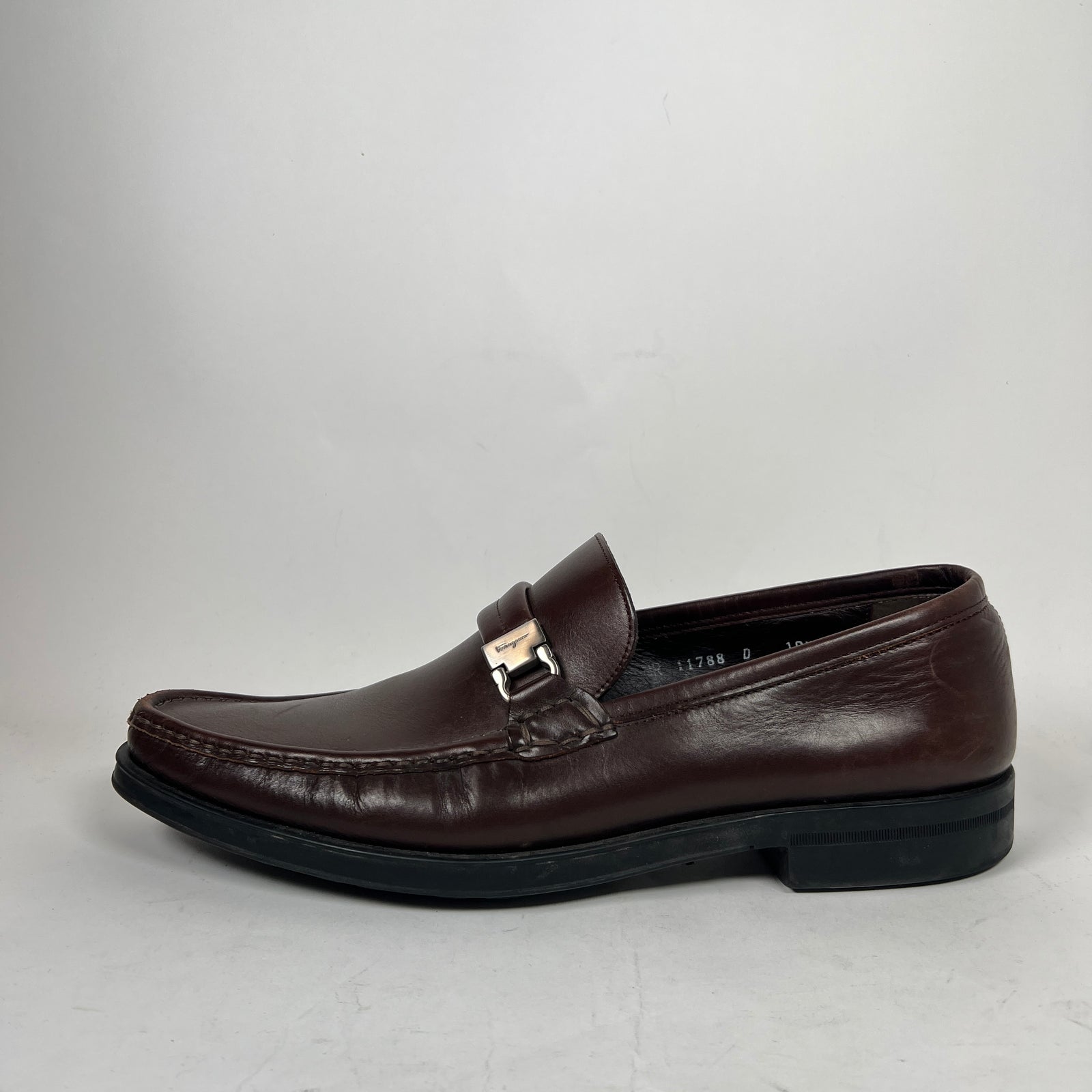 Ferragamo Brown Leather Loafers Size 10.5