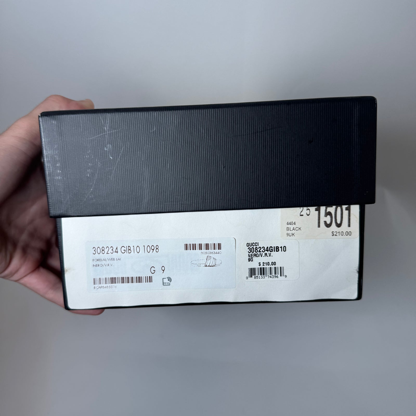 Gucci Black Web Stripe Slides Size GG 9