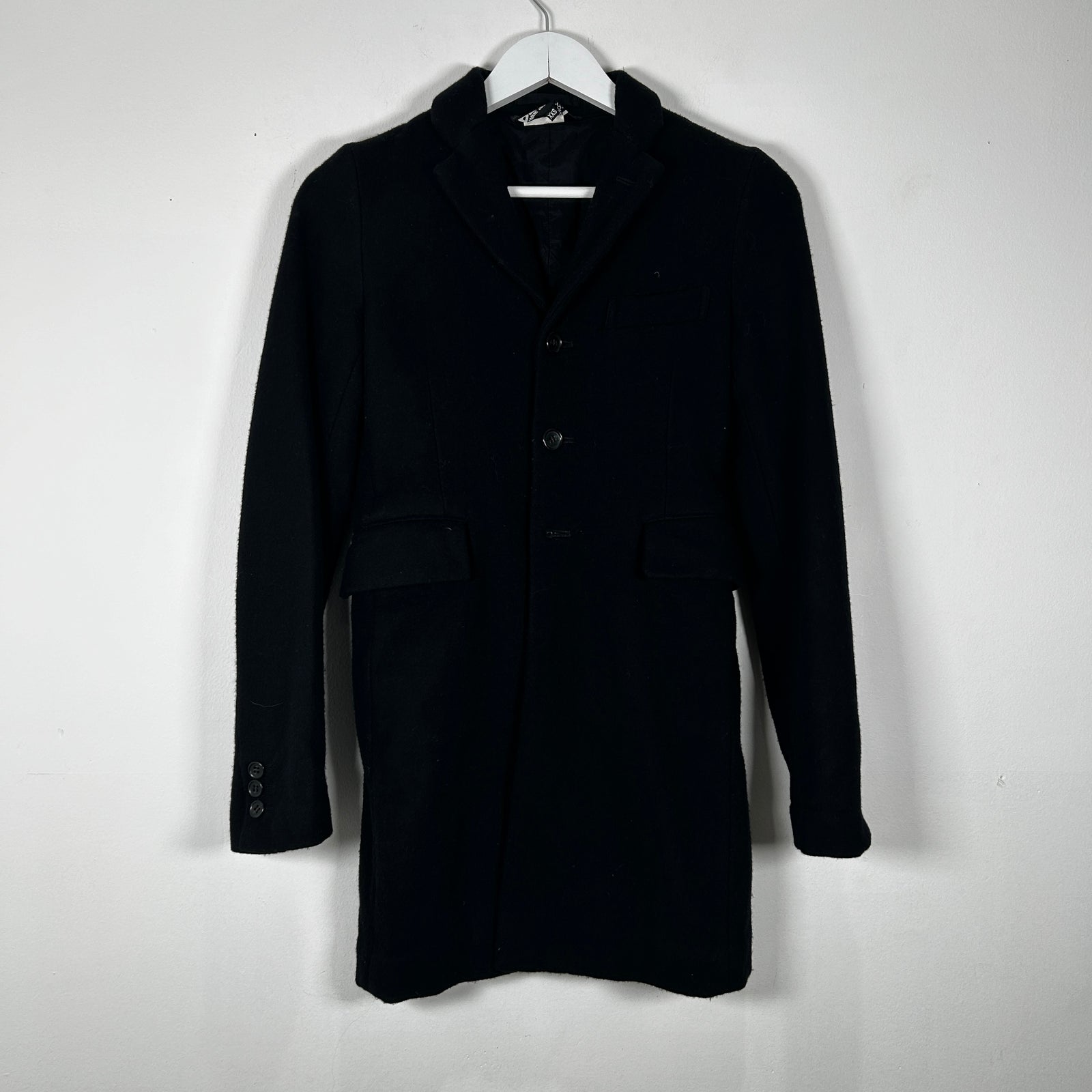 CDG Black Wool Trench Coat Size XXS