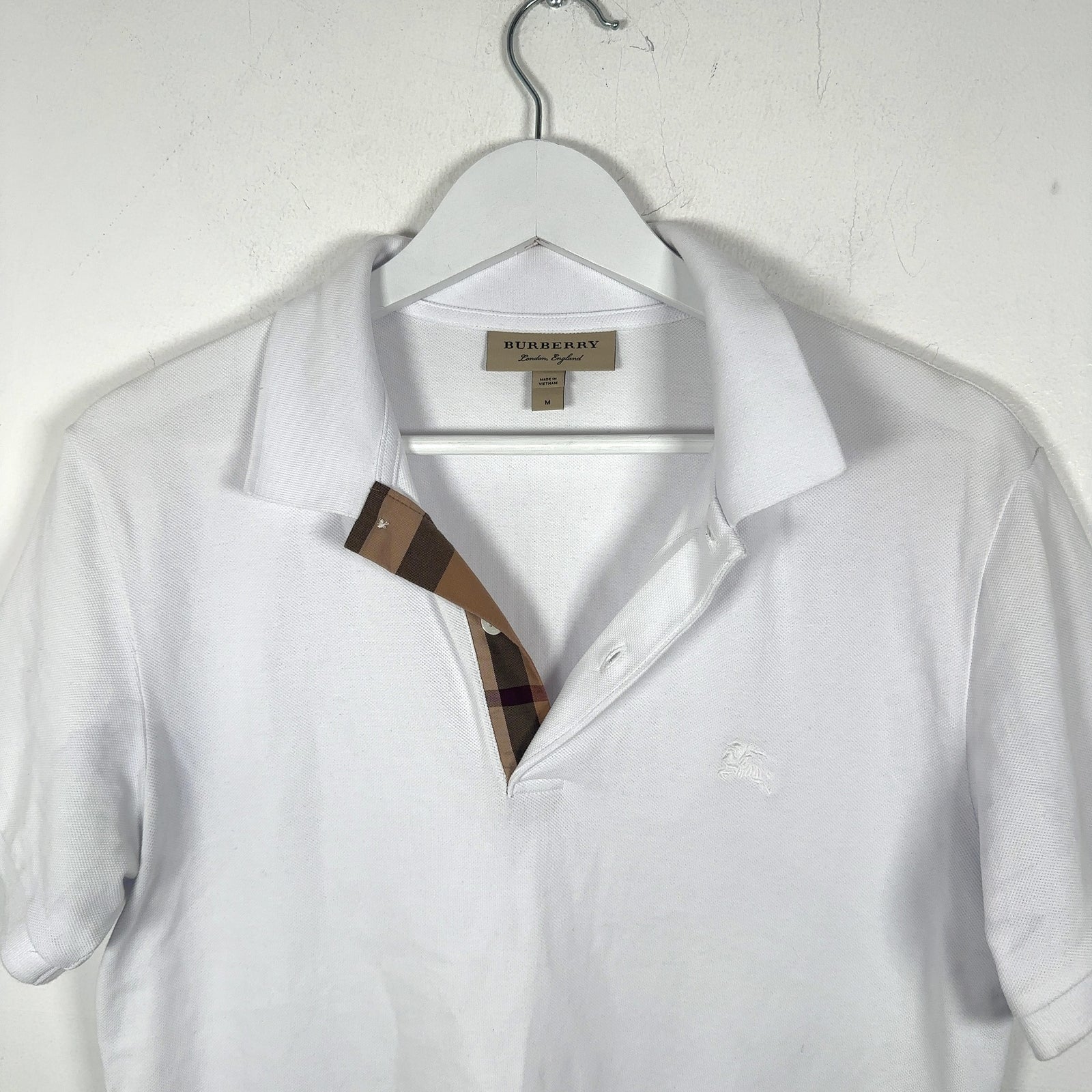 Burberry 1/4 Button White Polo