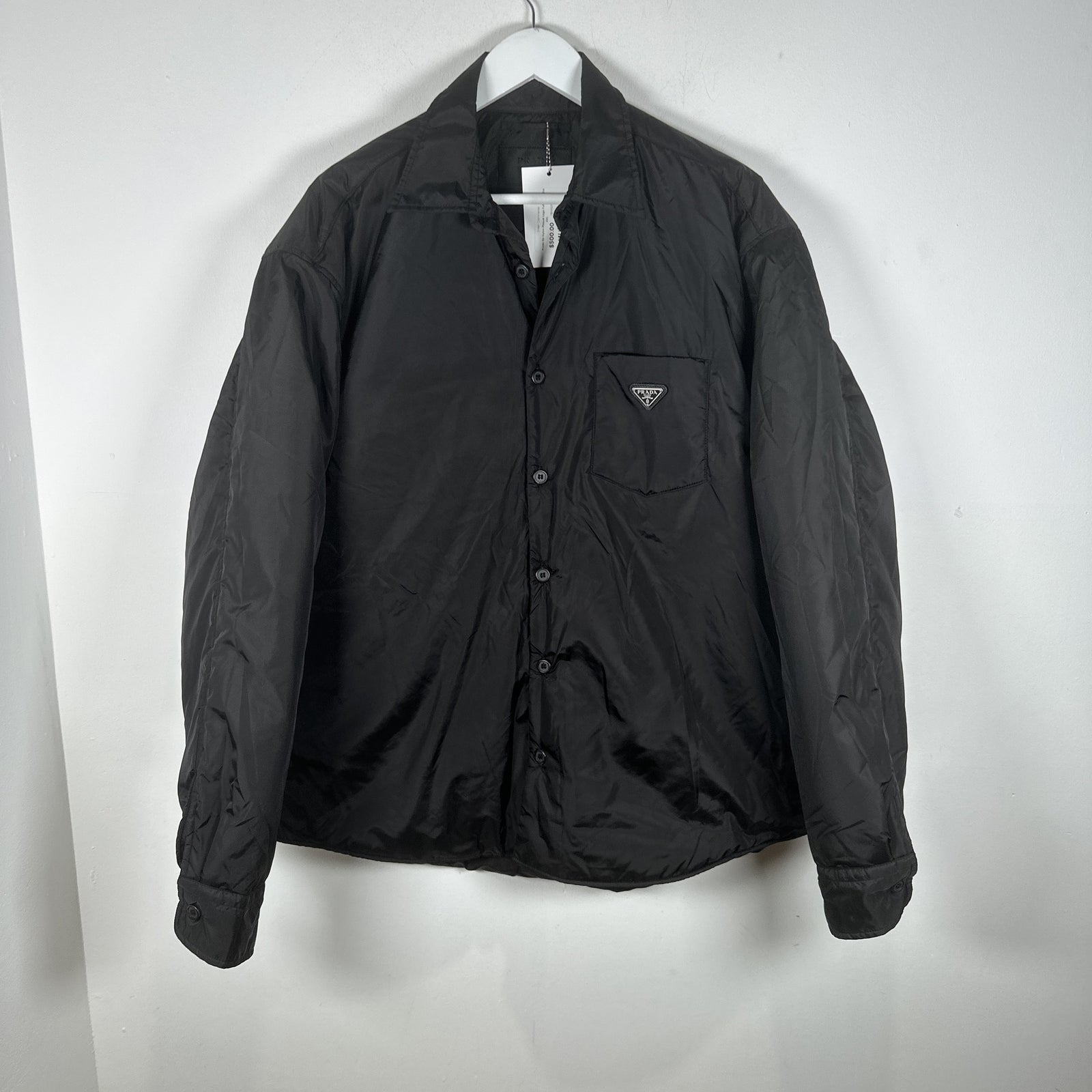 Prada Re-Nylon Plaque Logo Puffer Shirt Size XL