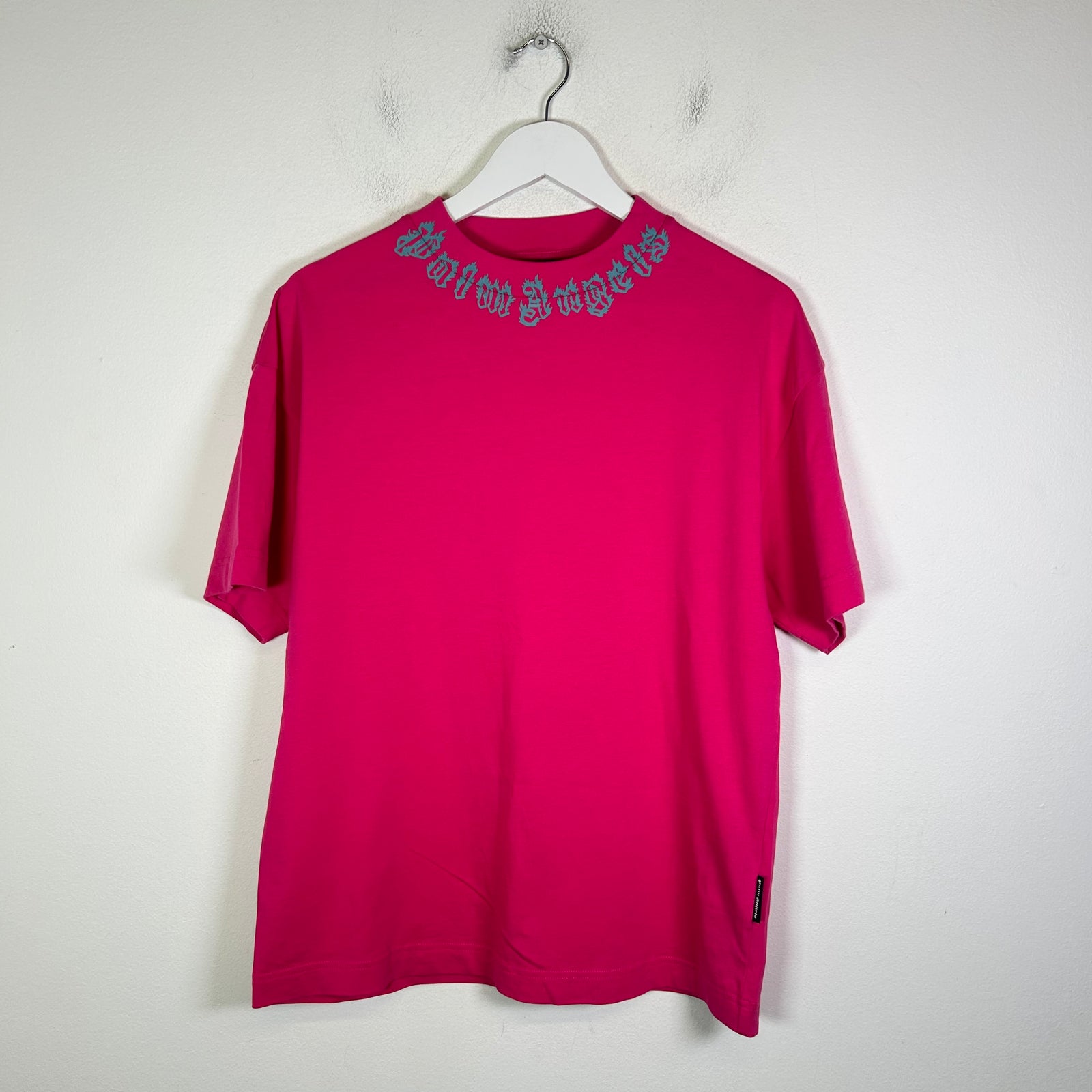 Palm Angels Pink Flame Neck Logo T-Shirt