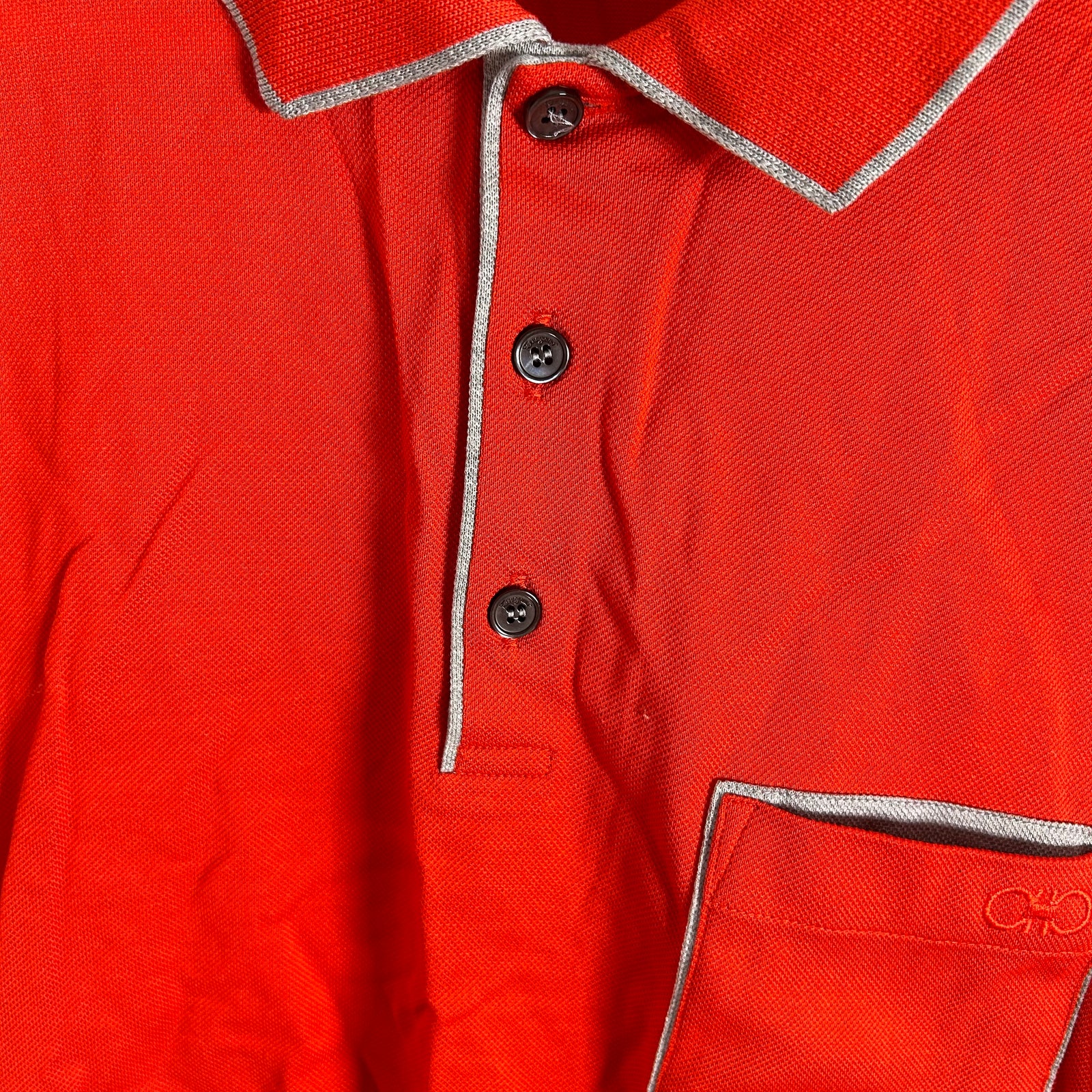 Ferragamo Orange Logo Pocket Polo Shirt Size S
